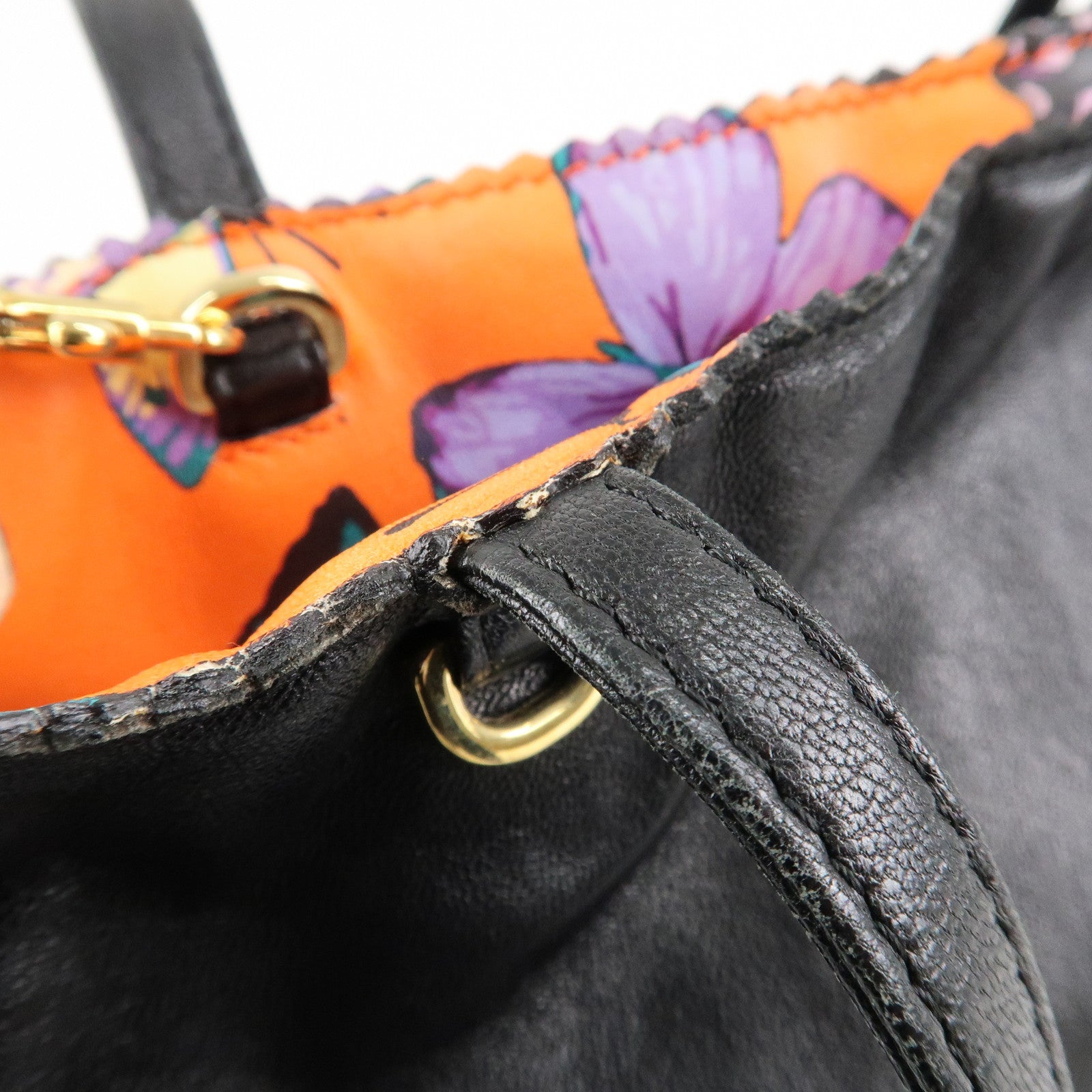 LOEWE Anagram Leather Shoulder Bag Tote Bag Black Used