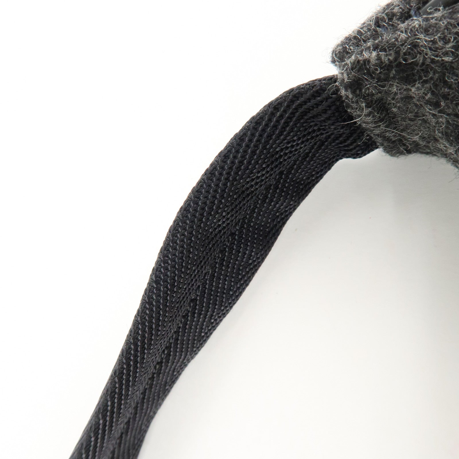 PRADA Felt Leather Shoulder Bag Hand Bag Gray Black Used