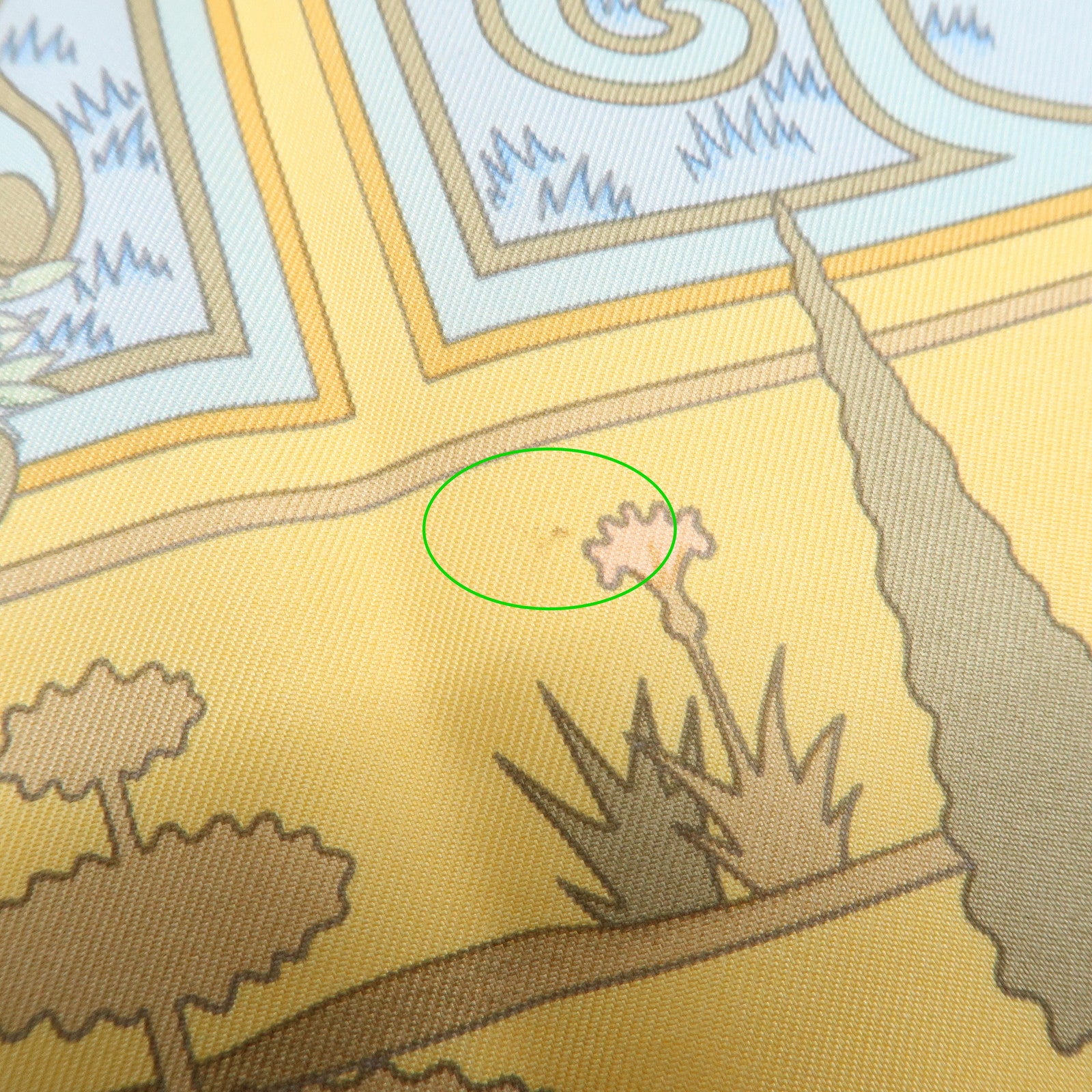 HERMES Carre 90 Silk 100% Scarf Paridaiza Yellow Blue Used