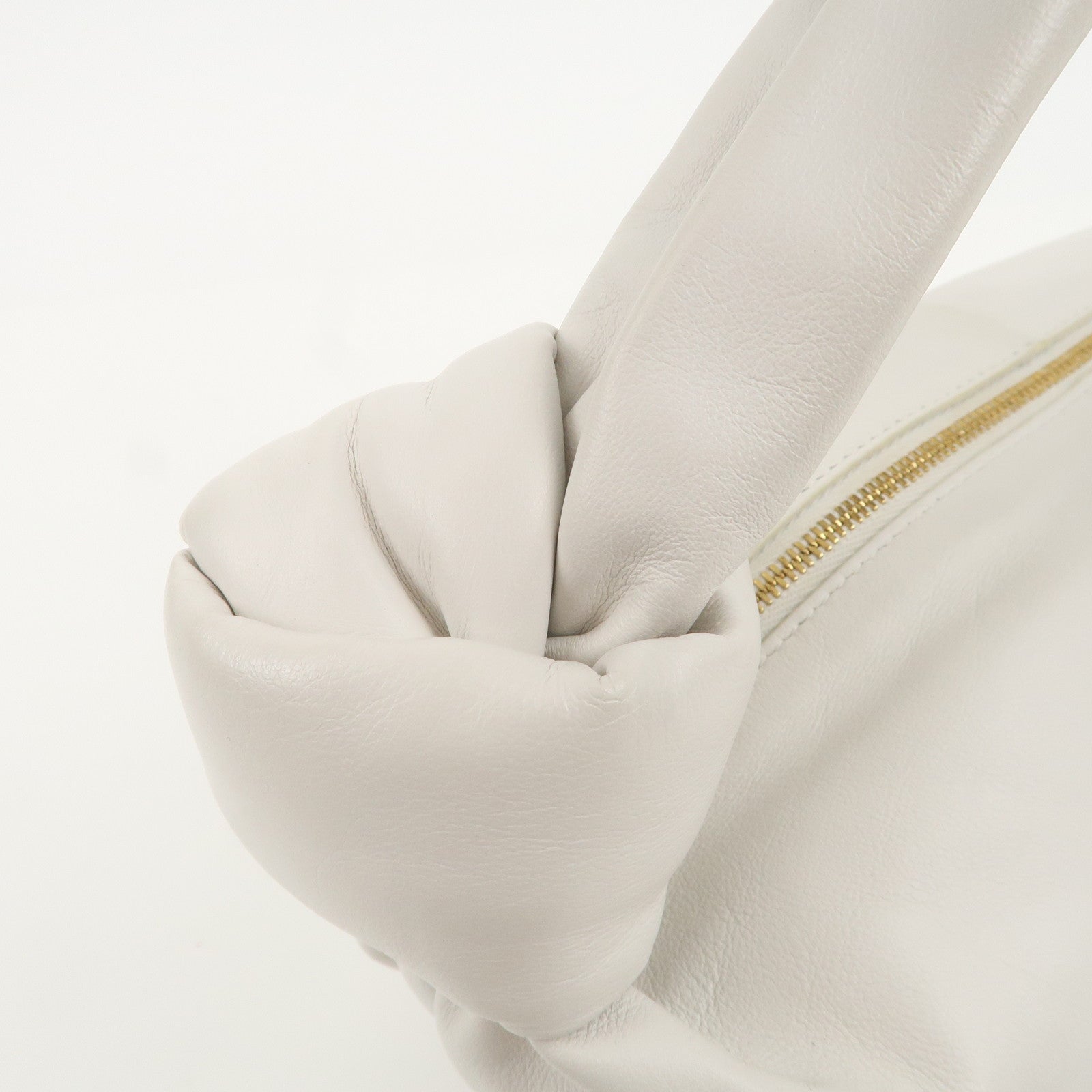 BOTTEGA VENETA Leather Double Knots Hand Bag White 629635 Used