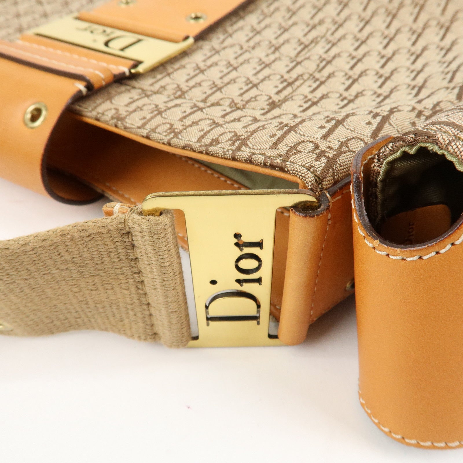 Christian Dior Trotter Canvas Leather Shoulder Bag & Pouch Used