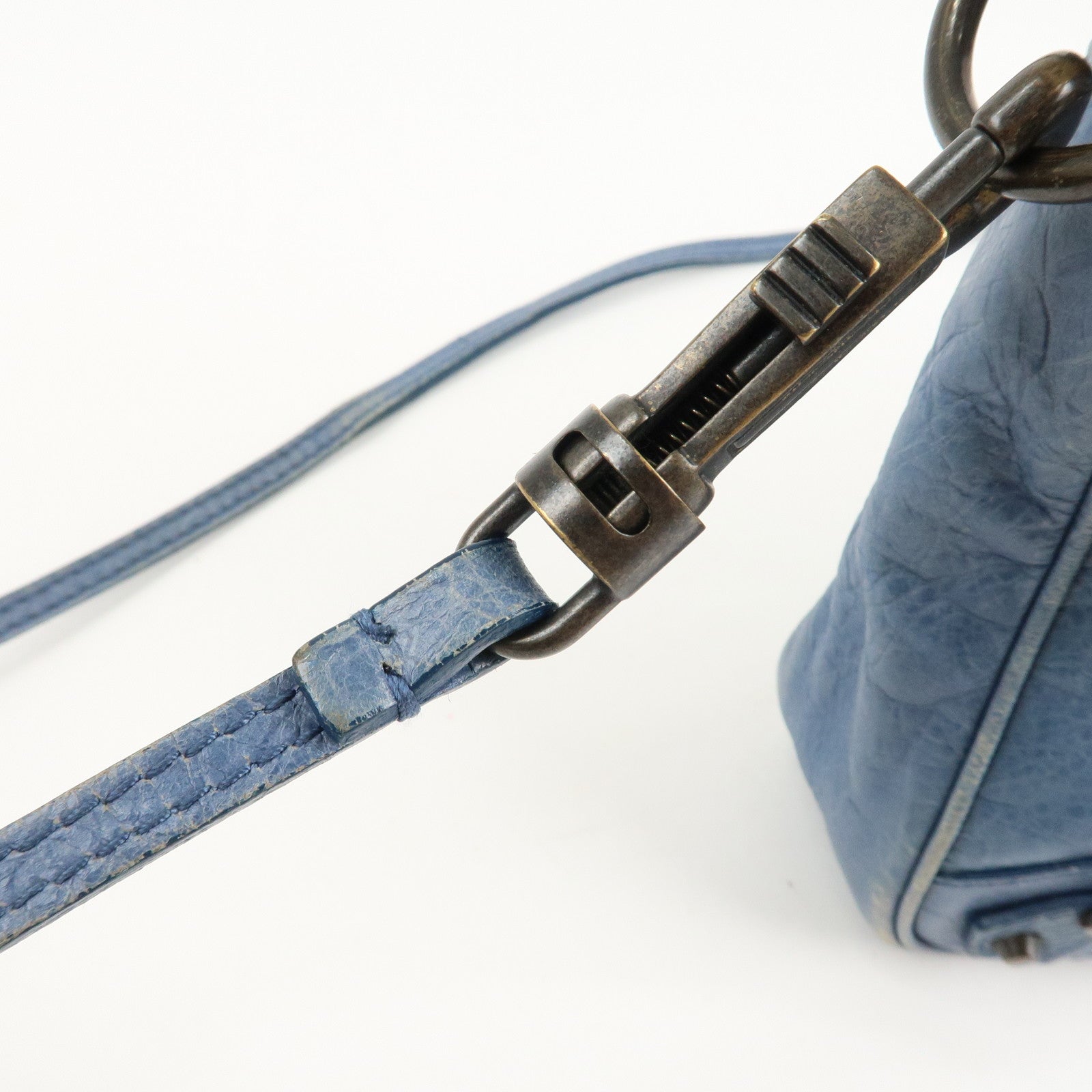 BALENCIAGA The Hip Leather Shoulder Bag Hand Bag Blue 242803 Used