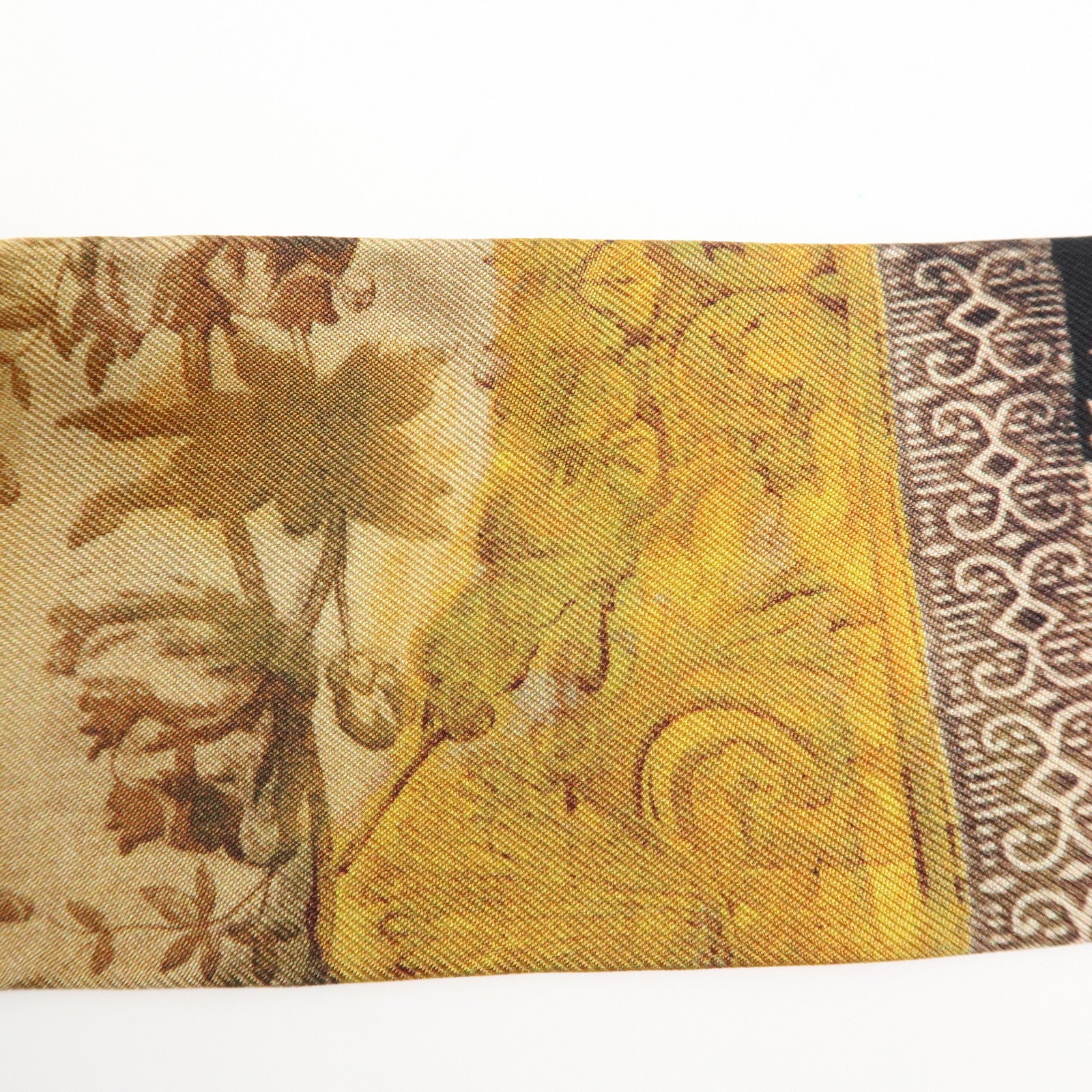 Christian Dior Silk 100% Mitza Scarf Flower Print Brown Used