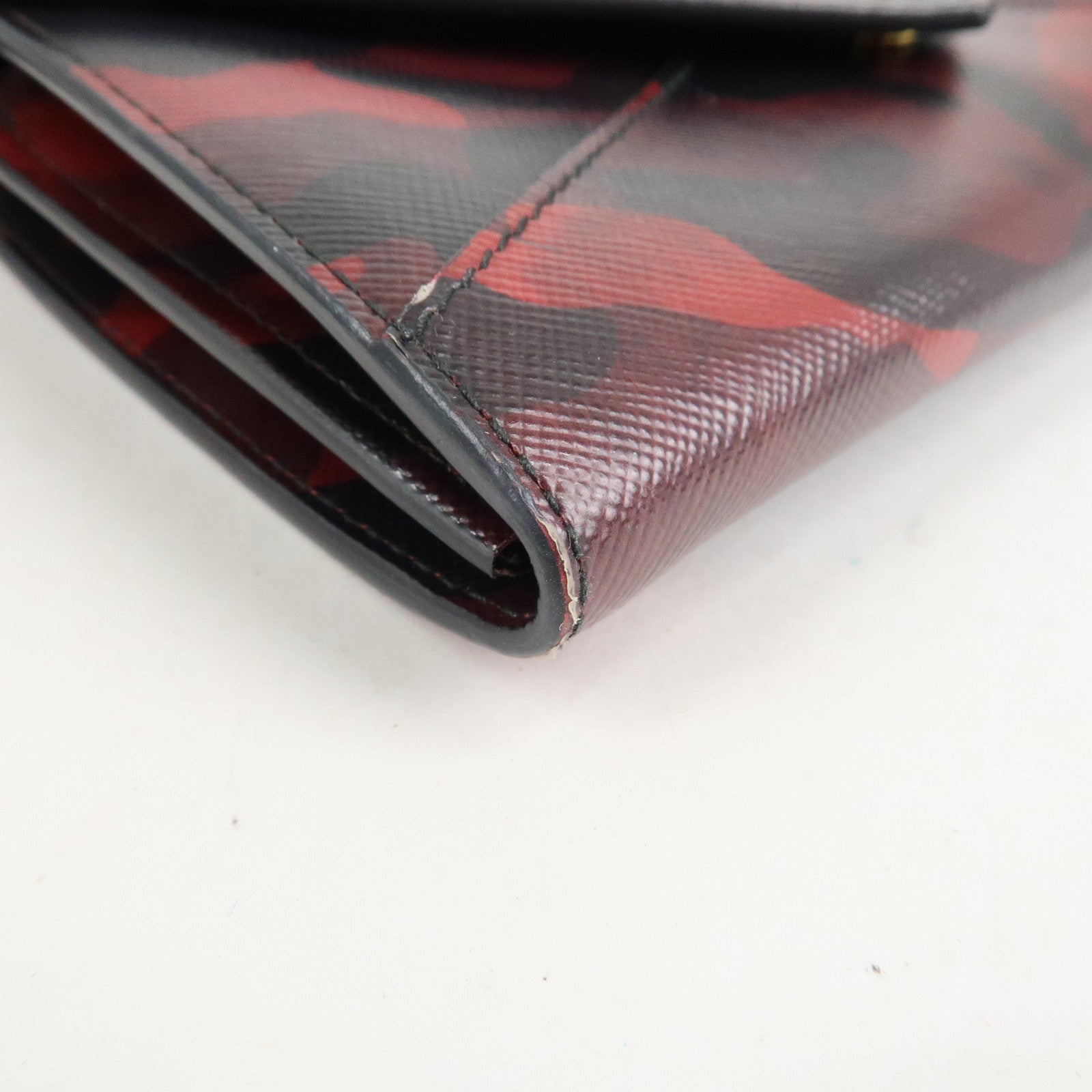 PRADA Saffiano Leather Shoulder Long Wallet Camouflage 1M1437 Used