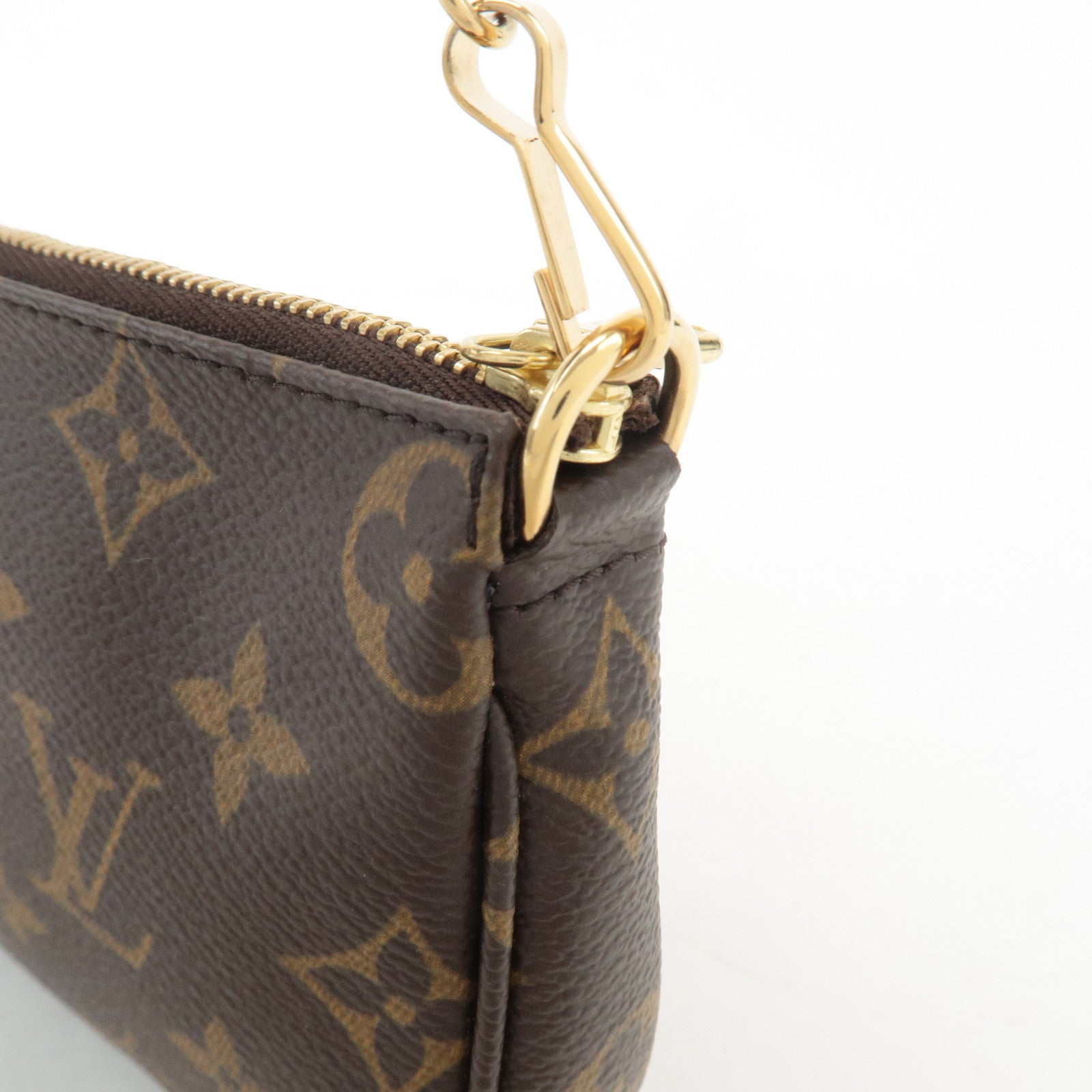 Louis Vuitton Bucket PM Pouch Hand Bag Brown Gold Hardware Used
