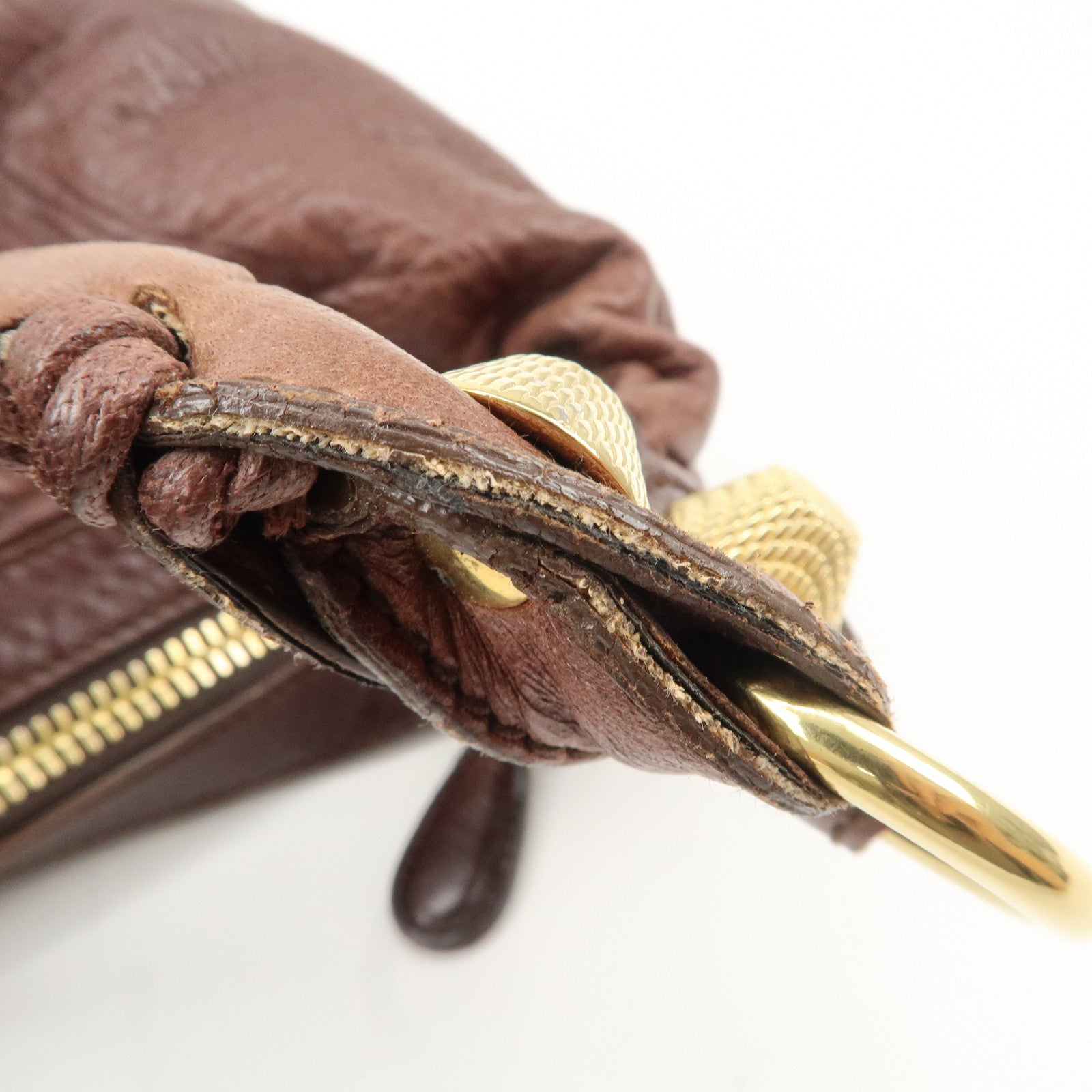 BALENCIAGA Leather Shoulder Bag Brown 497717 Used