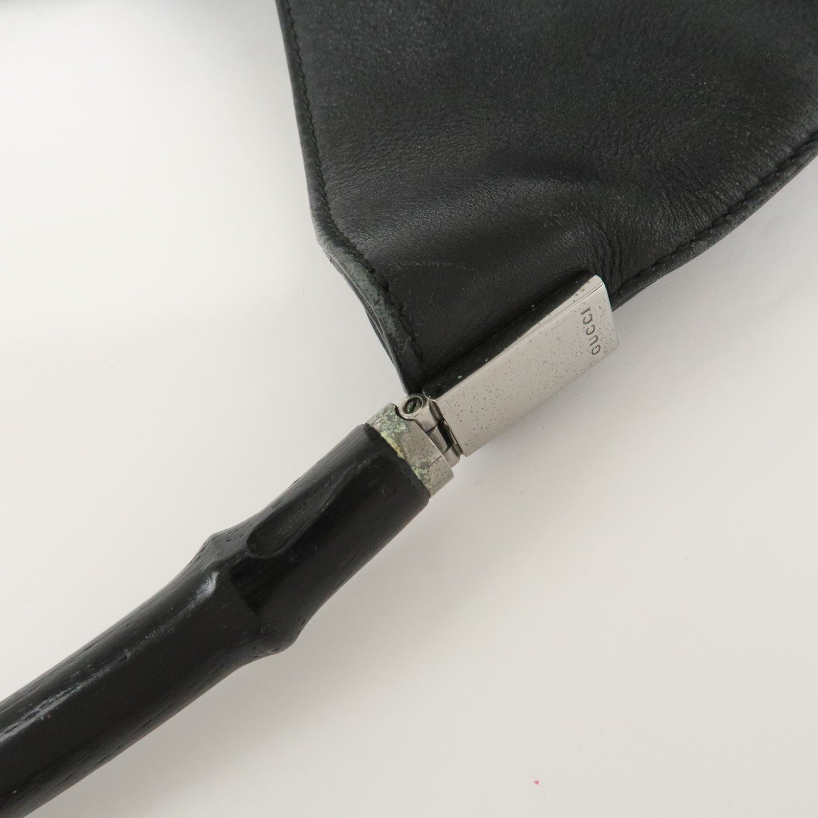 GUCCI Bamboo Leather One-Shoulder Bag Balck 001.3244.001998 Used