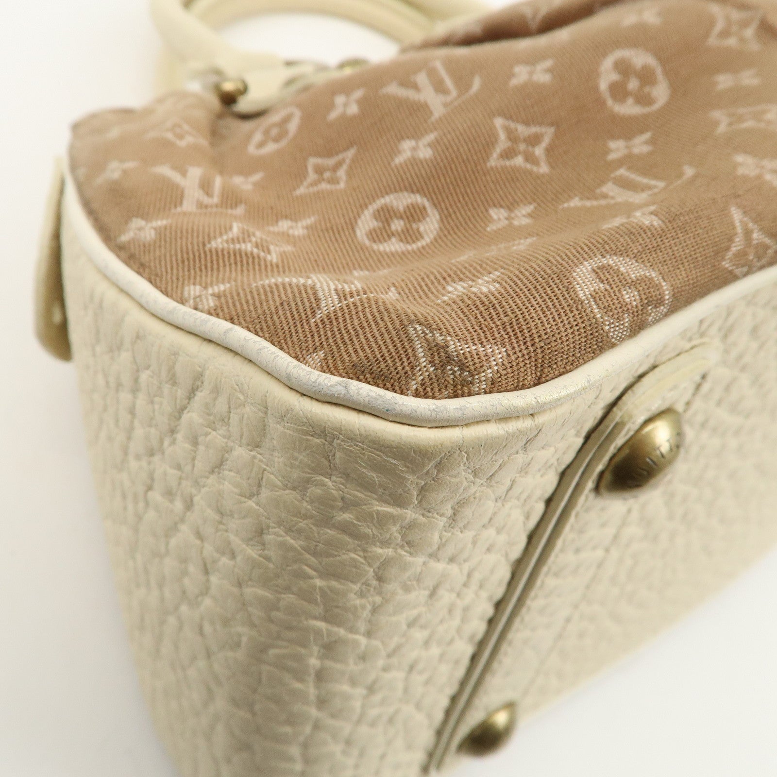 Louis Vuitton Monogram Mini Lin Trapeze PM Hand Bag Caramel M40059 Used