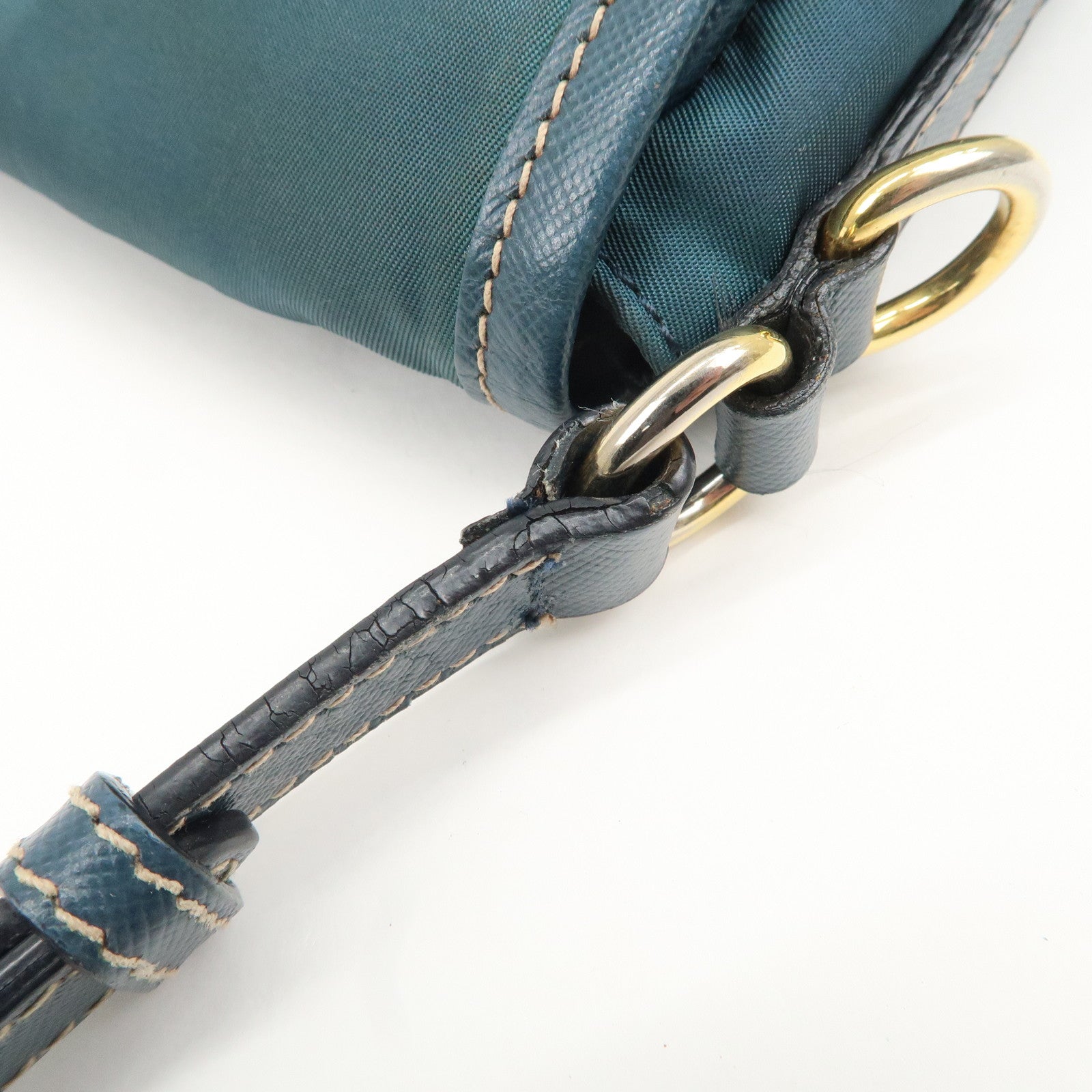 PRADA Nylon Leather Shoulder Bag Crossbody Bag Green BT0772 Used