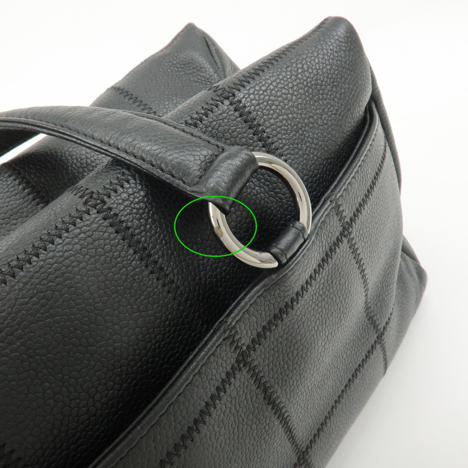 CHANEL Chocolate Bar Lamb Skin Boston Bag Black A26135 Used