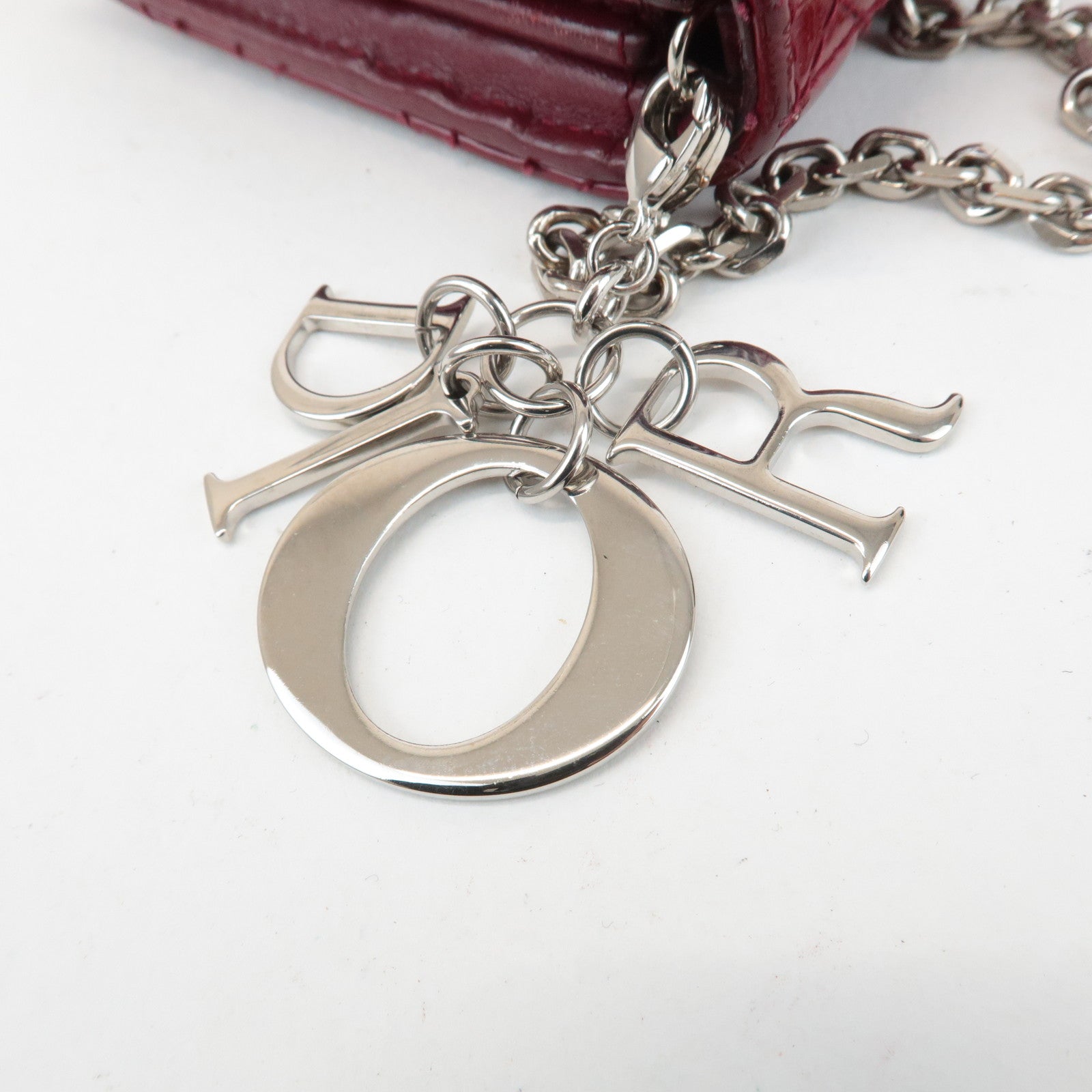 Christian Dior Lady Dior Cannage Patent Leather Chain Wallet Used