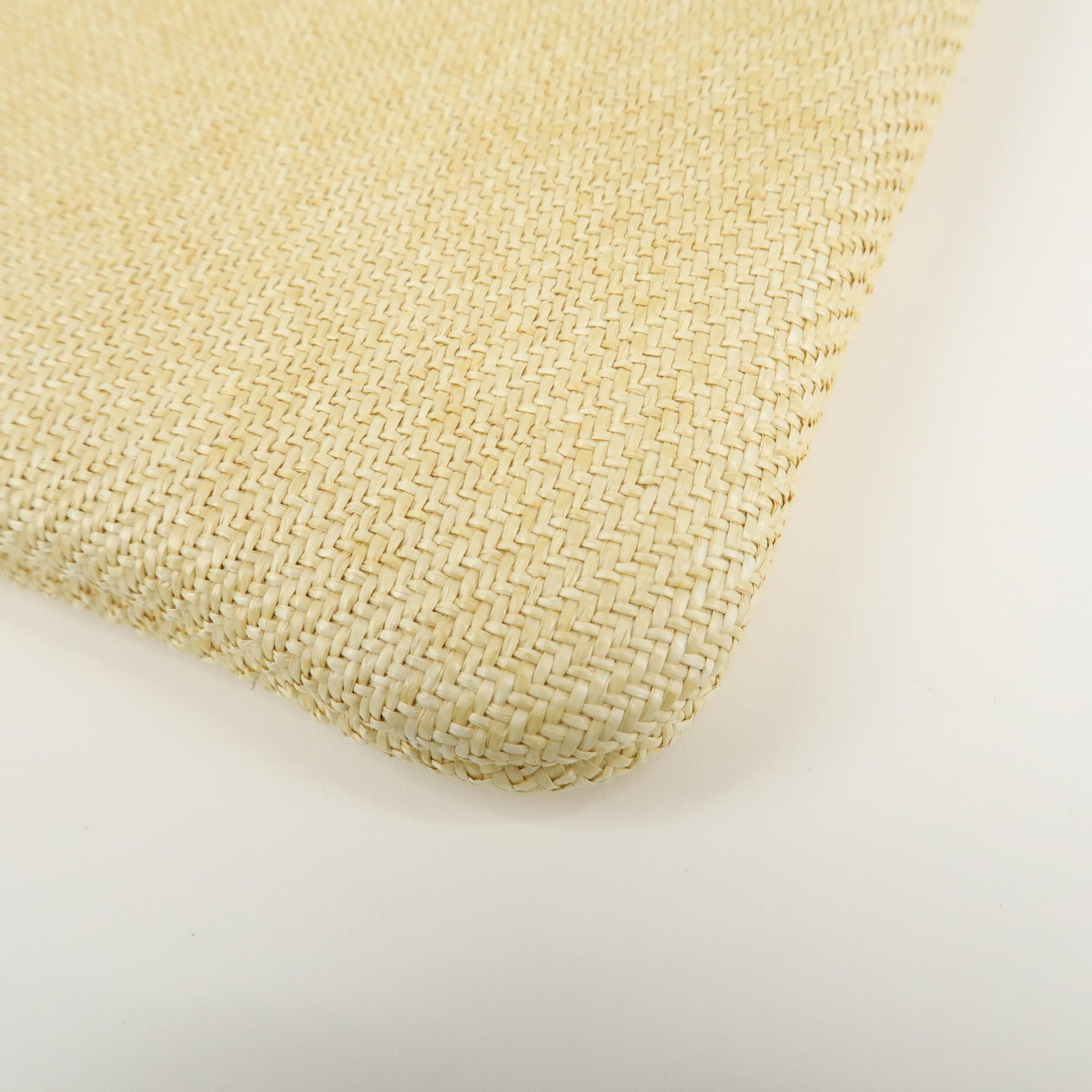 CHANEL Deauville Straw Clutch Bag Pouch Yellow A80117 Used