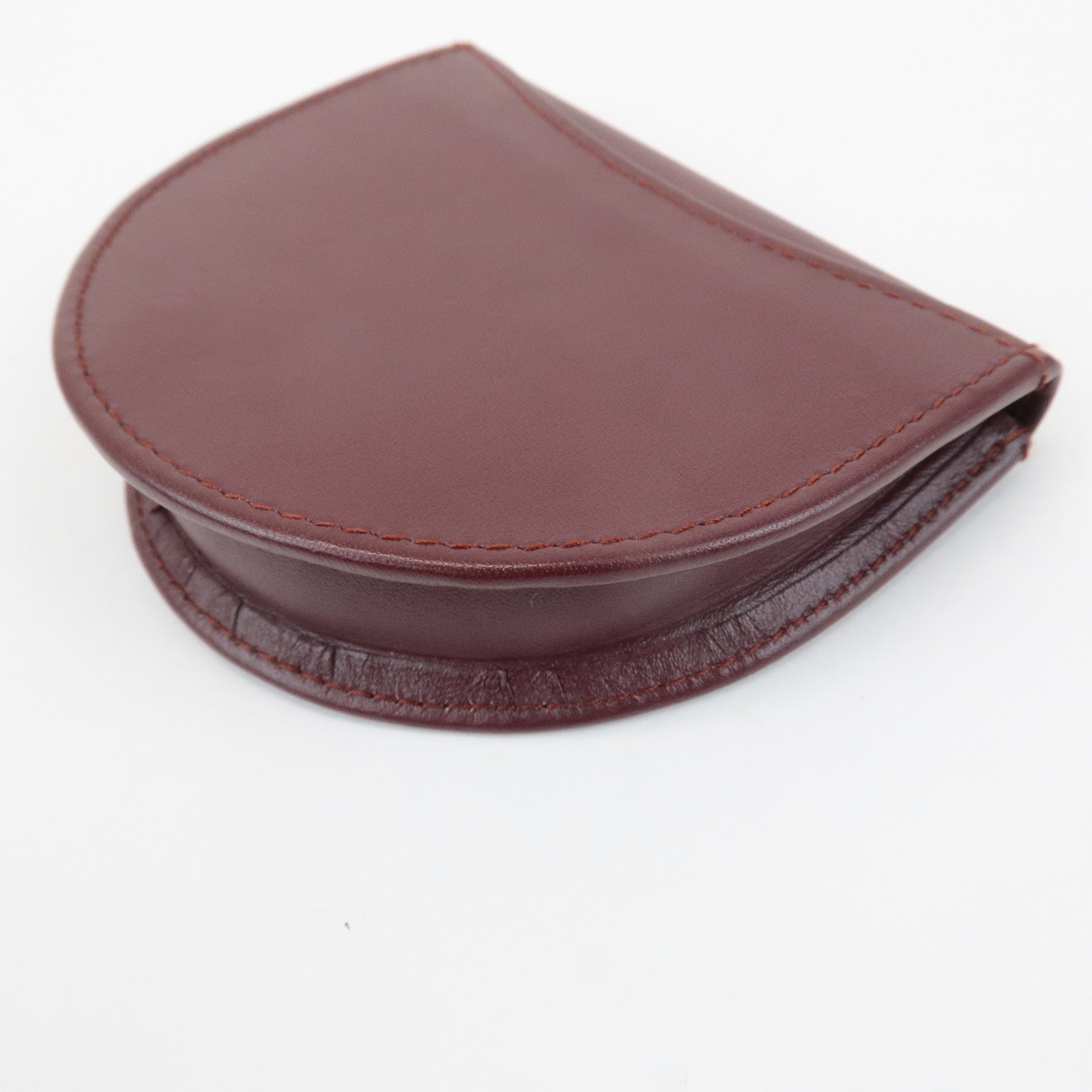 Cartier Mastline Leather Coin Case Coin Wallet Bordeaux Used