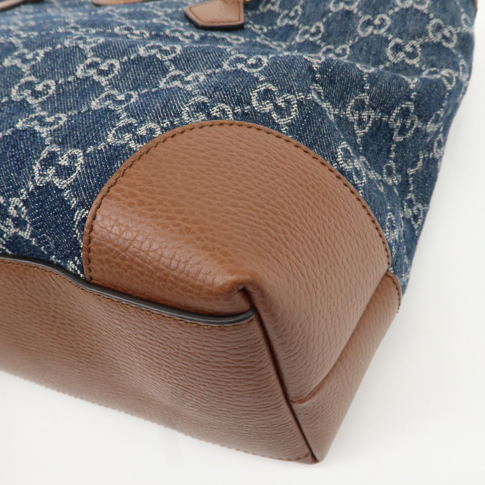 GUCCI Sherry Ophidia GG Denim Leather Medium Tote Bag 631685 Used