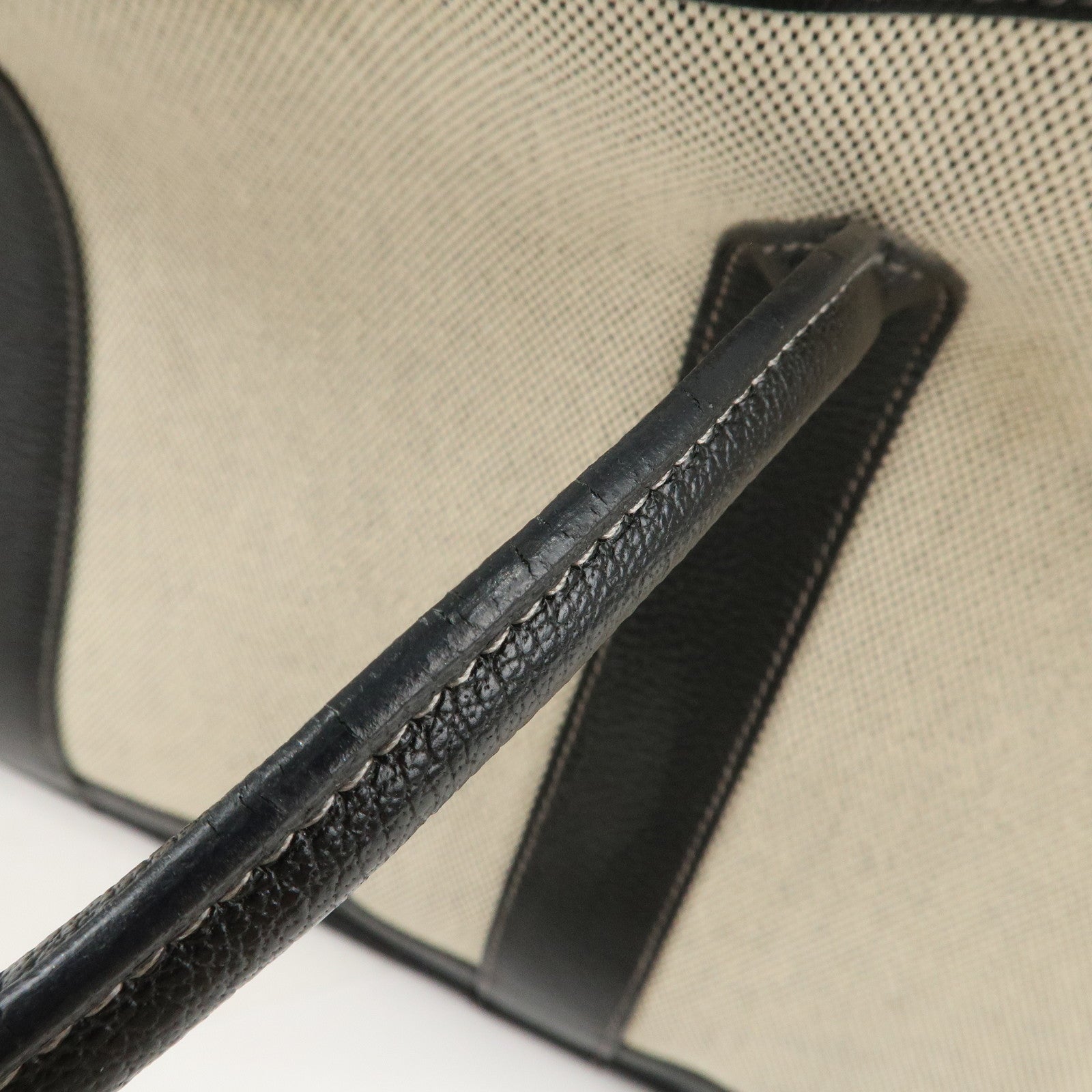 HERMES ToileOfficier Leather Garden Party PM J Stamped Tote Bag Used