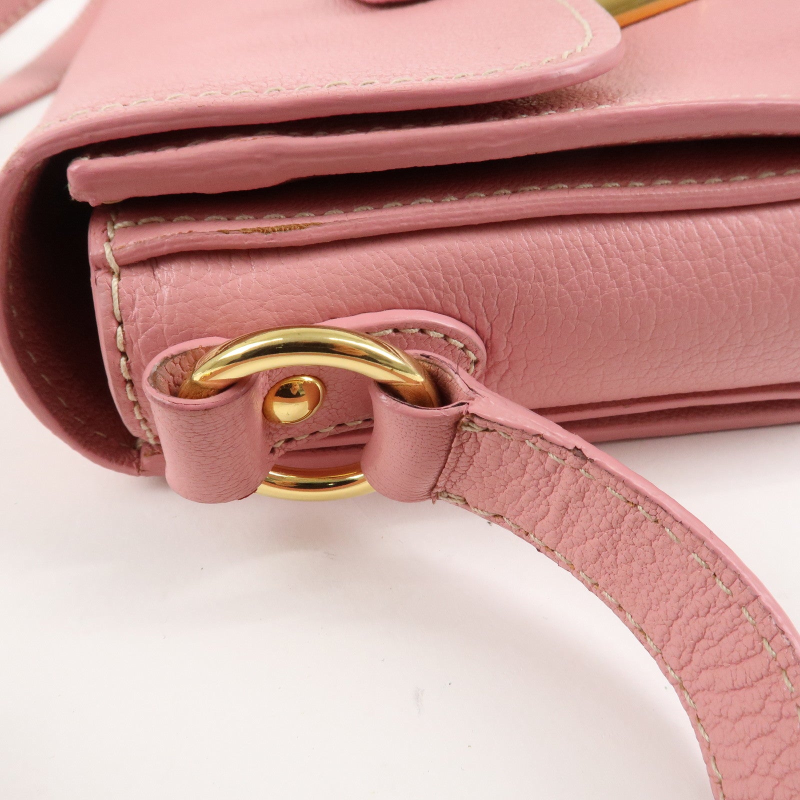 MIU MIU Leather Shoulder Bag Pink RTC460 Used
