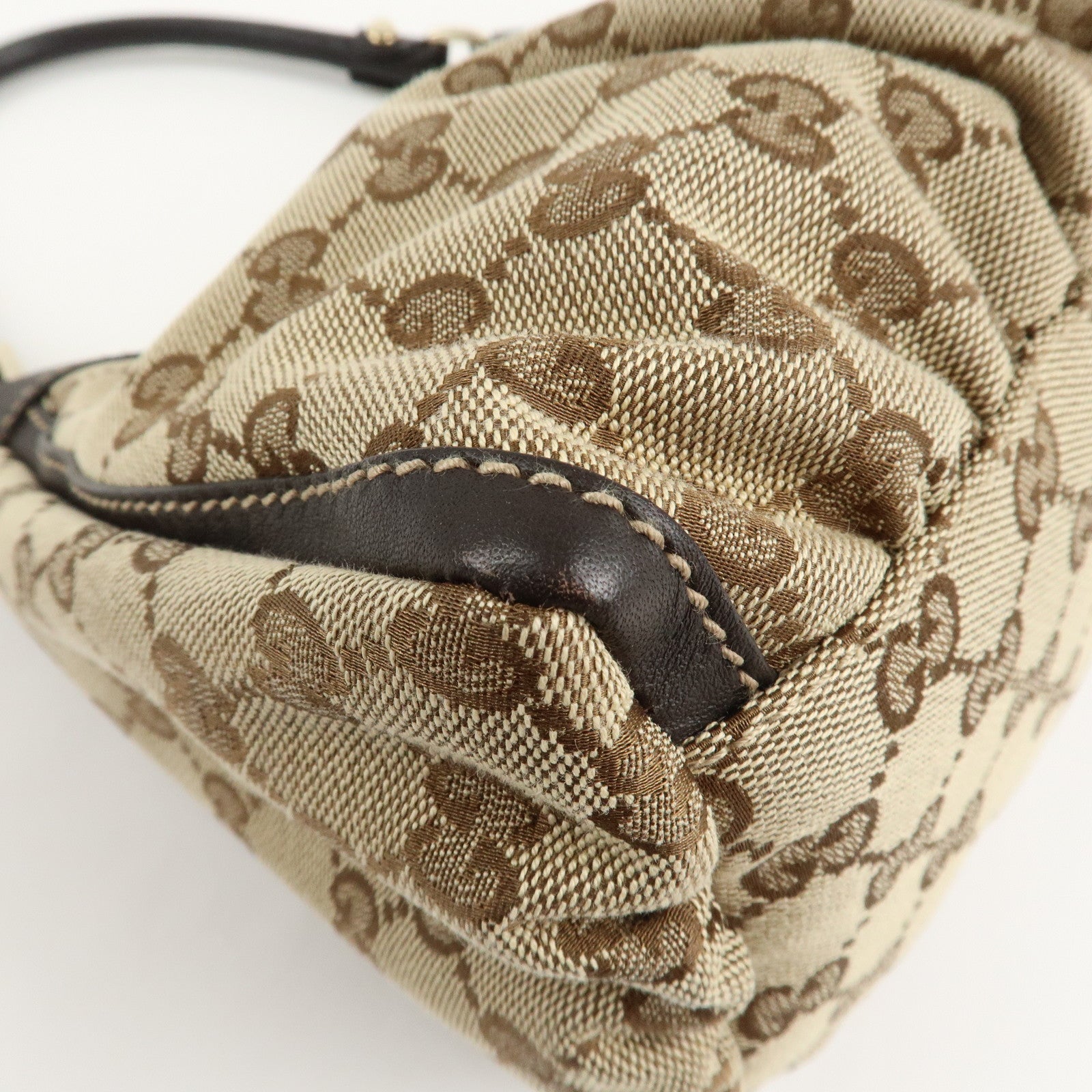 GUCCI Abbey GG Canvas Leather Shoulder Bag Beige Brown 190525 Used