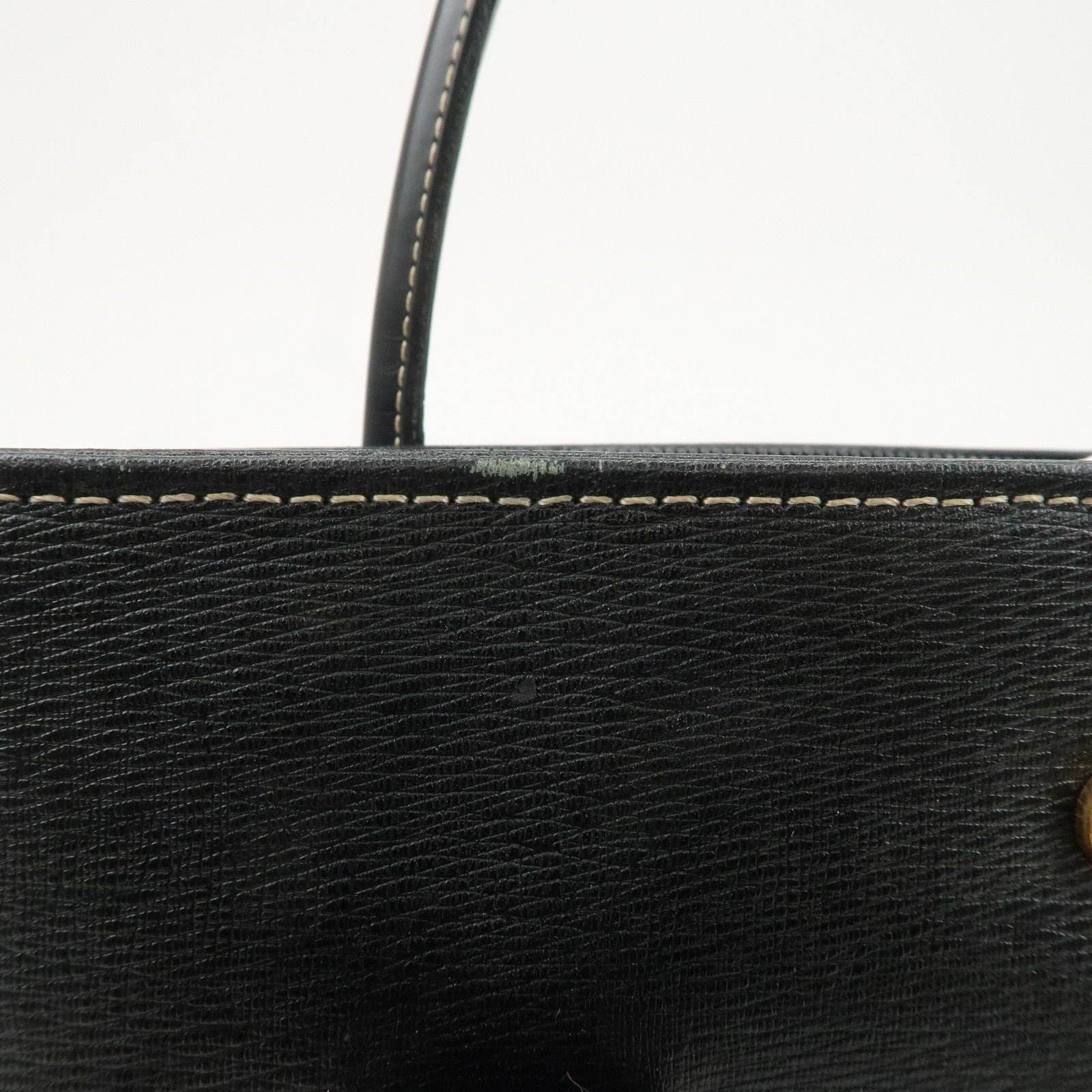 BURBERRY Logo Leather Tote Bag Hand Bag Black Used