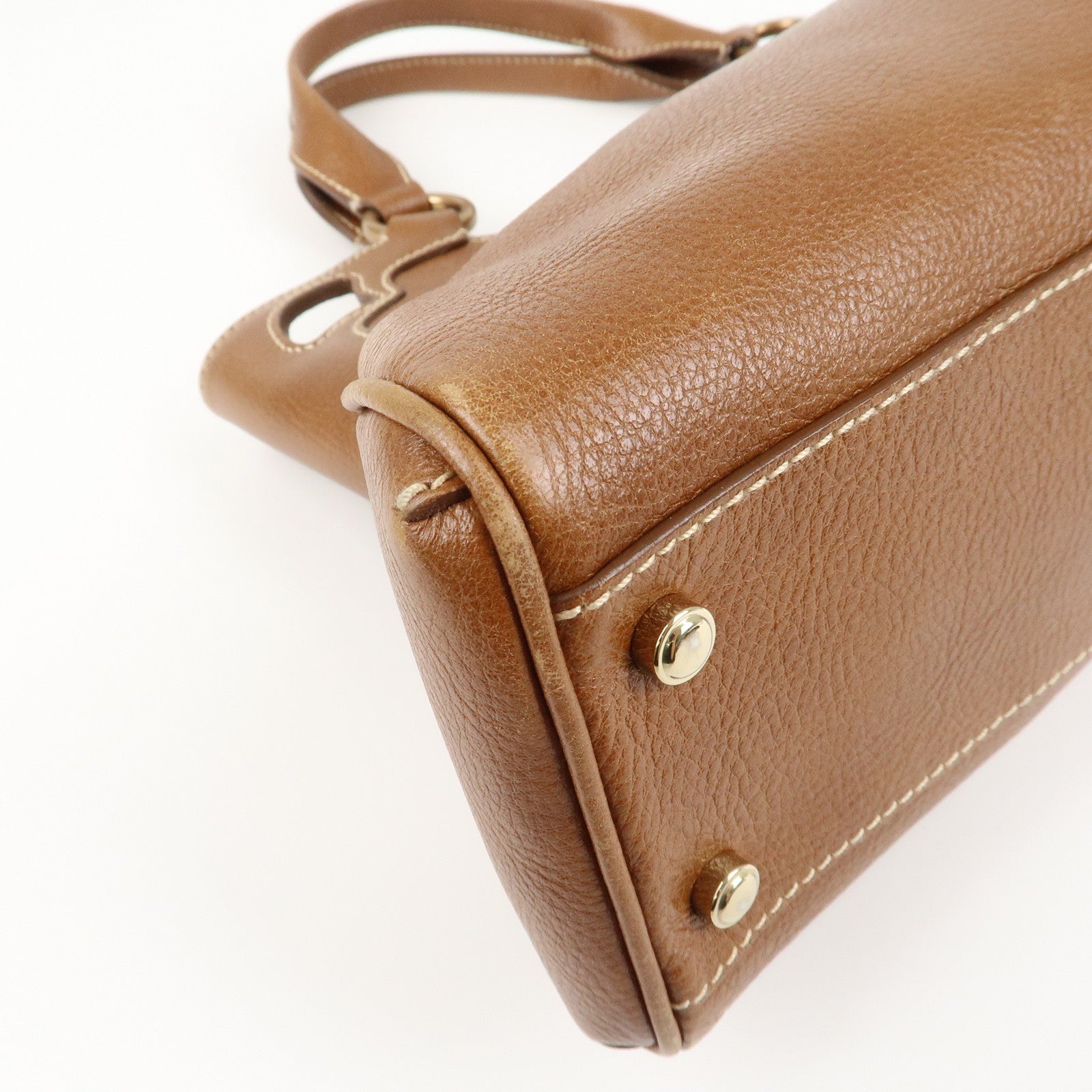 Cartier Leather Marcello de Cartier SM Hand Bag Brown Used