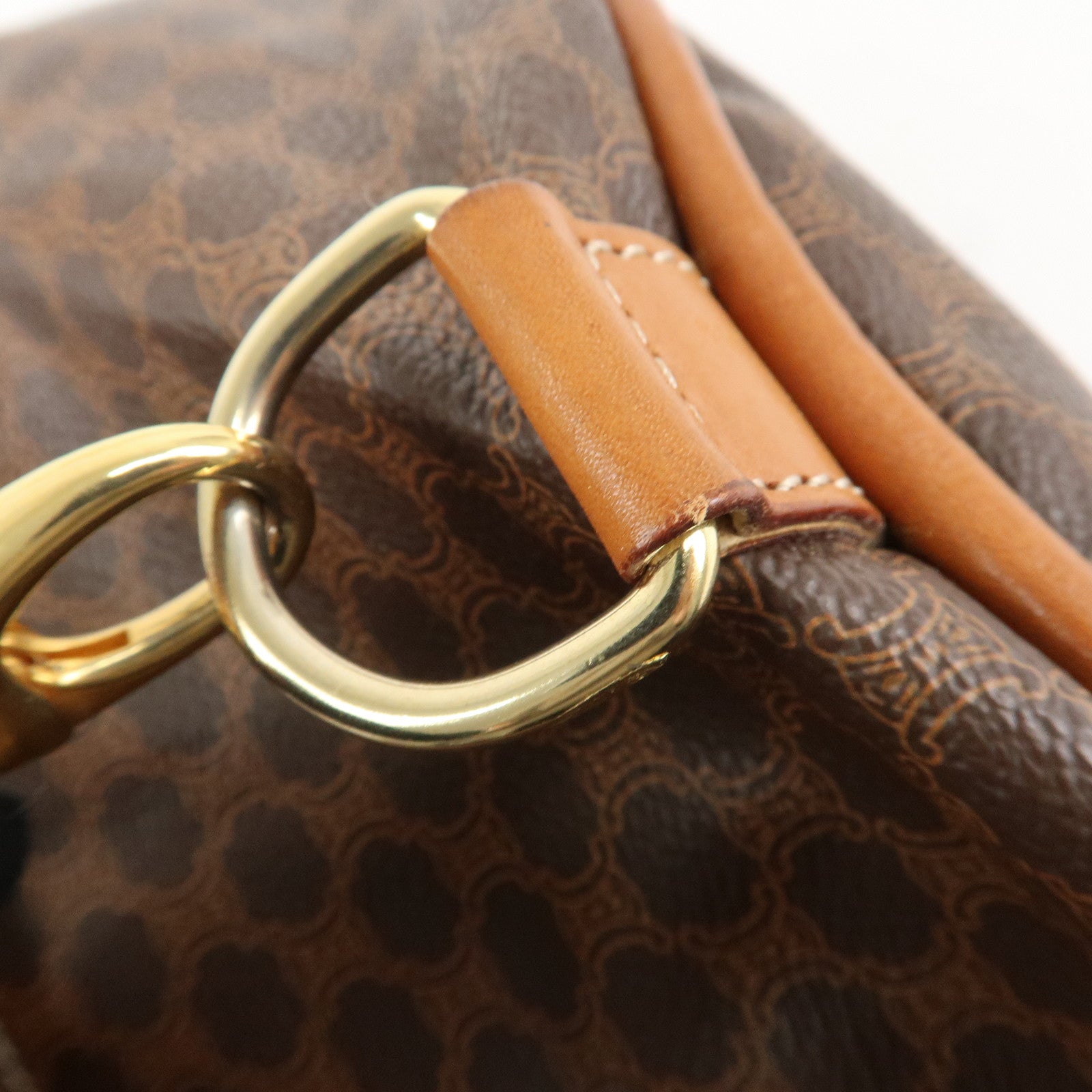 CELINE Macadam PVC Leather One Shoulder Bag Dark Brown Used