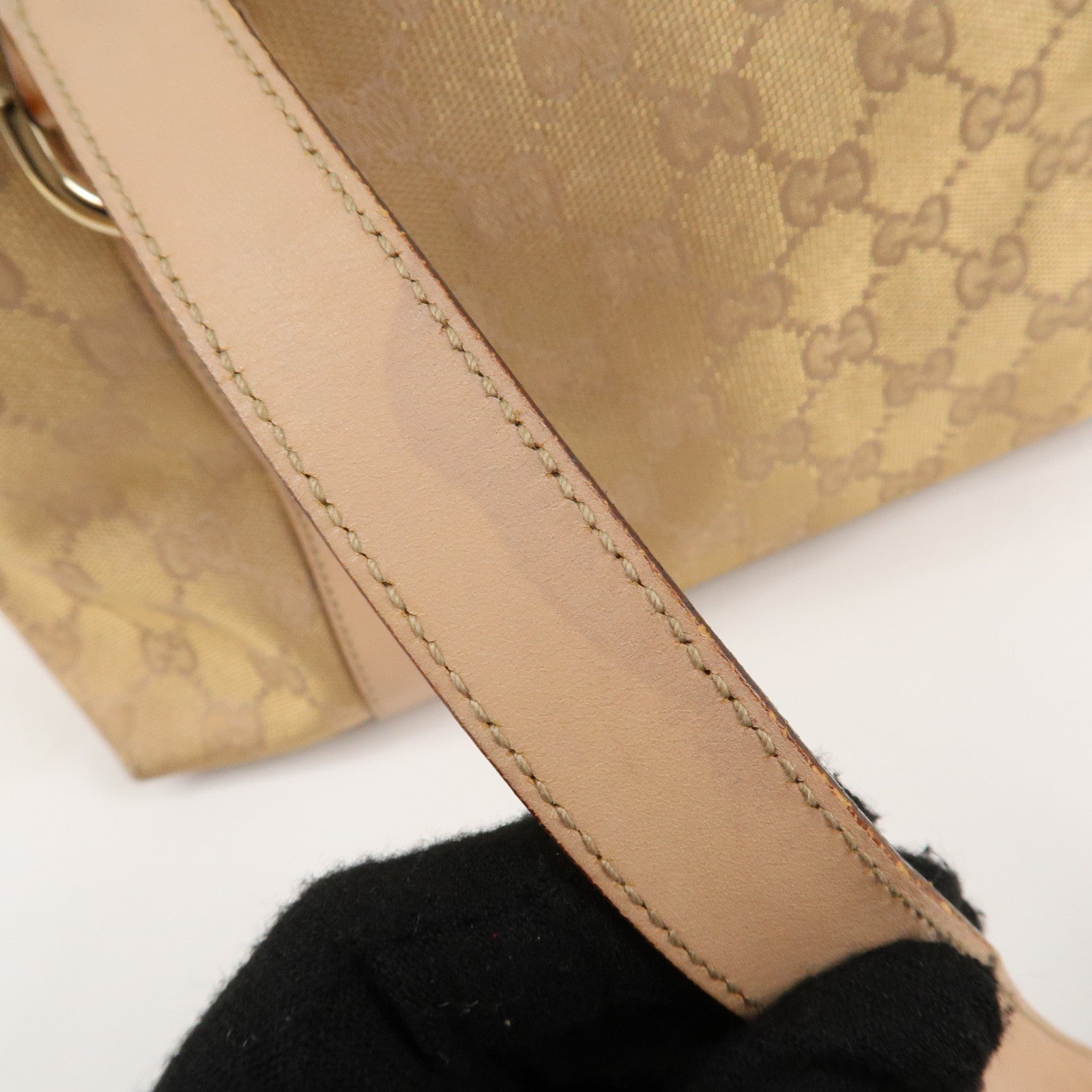 GUCCI Abbey Line GG Canvas Leather Tote Bag Pink White 141470 Used