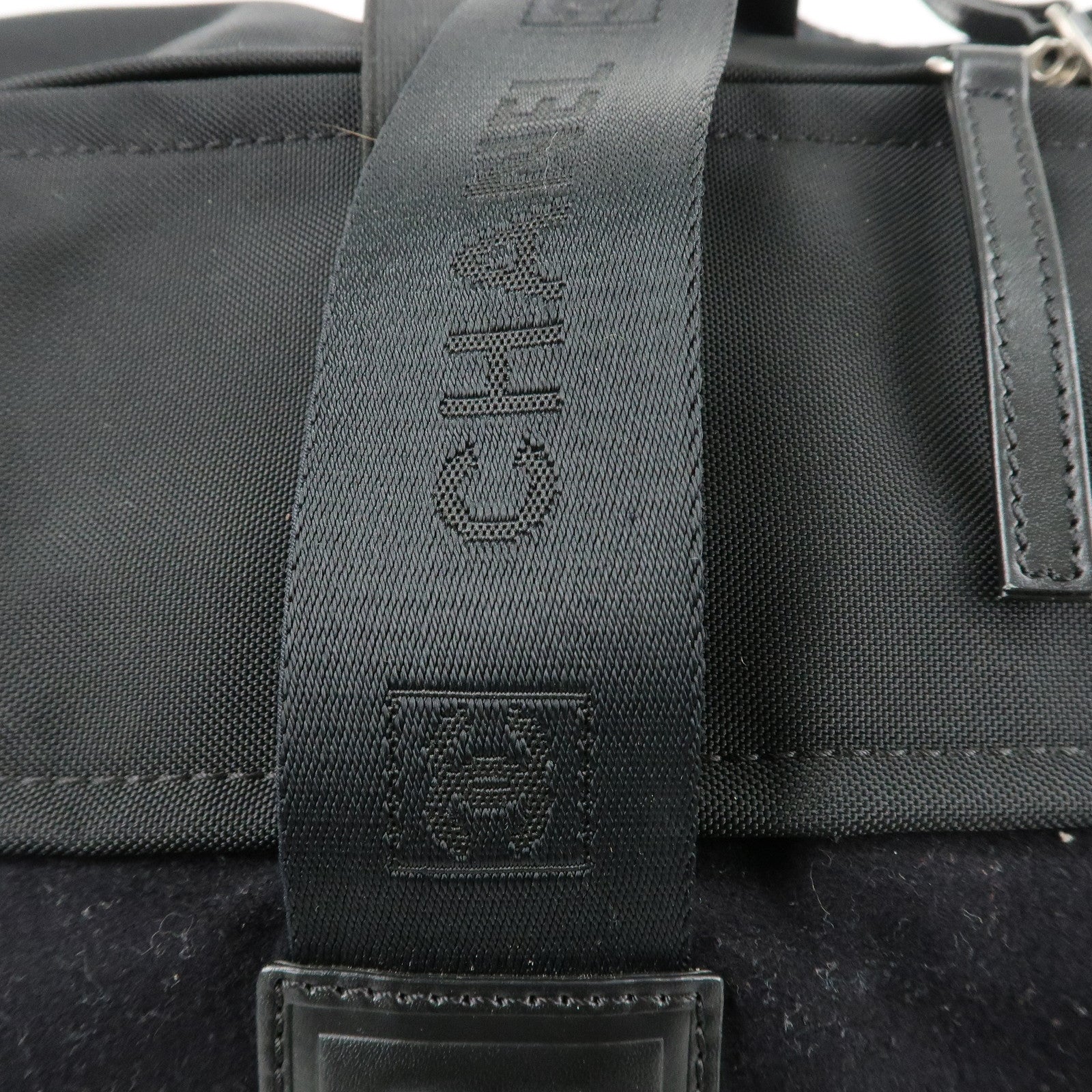CHANEL Sports Line Felt Nylon Leather Boston Bag Black Used