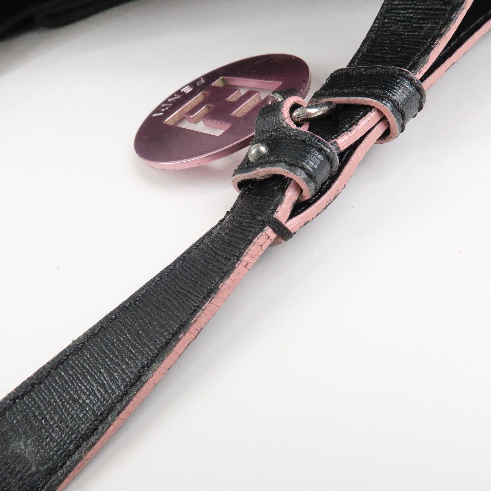 FENDI Zucchino Canvas Leather Tote Bag Black 8BH220 Used