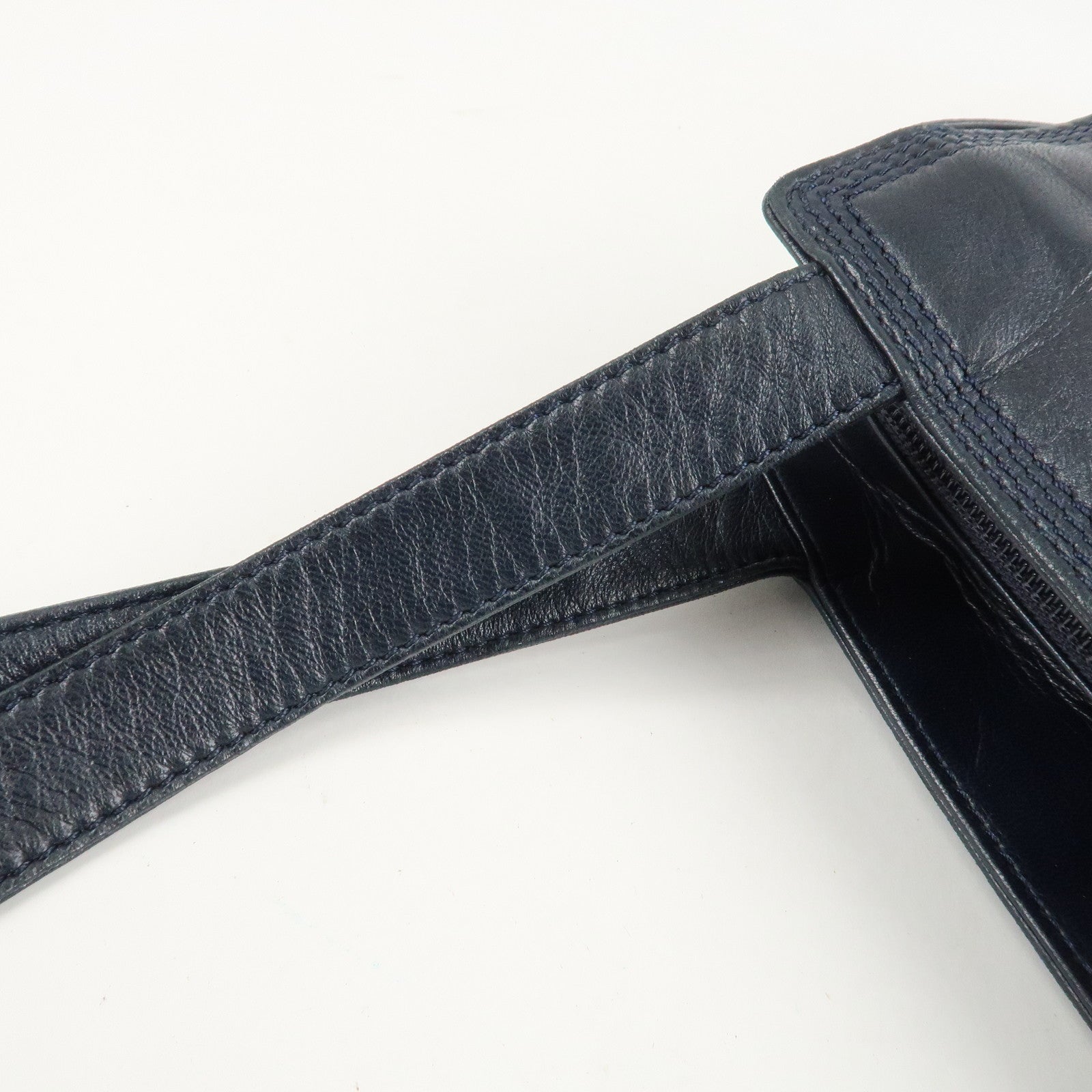 LOEWE Anagram Leather Shoulder Bag Navy Used
