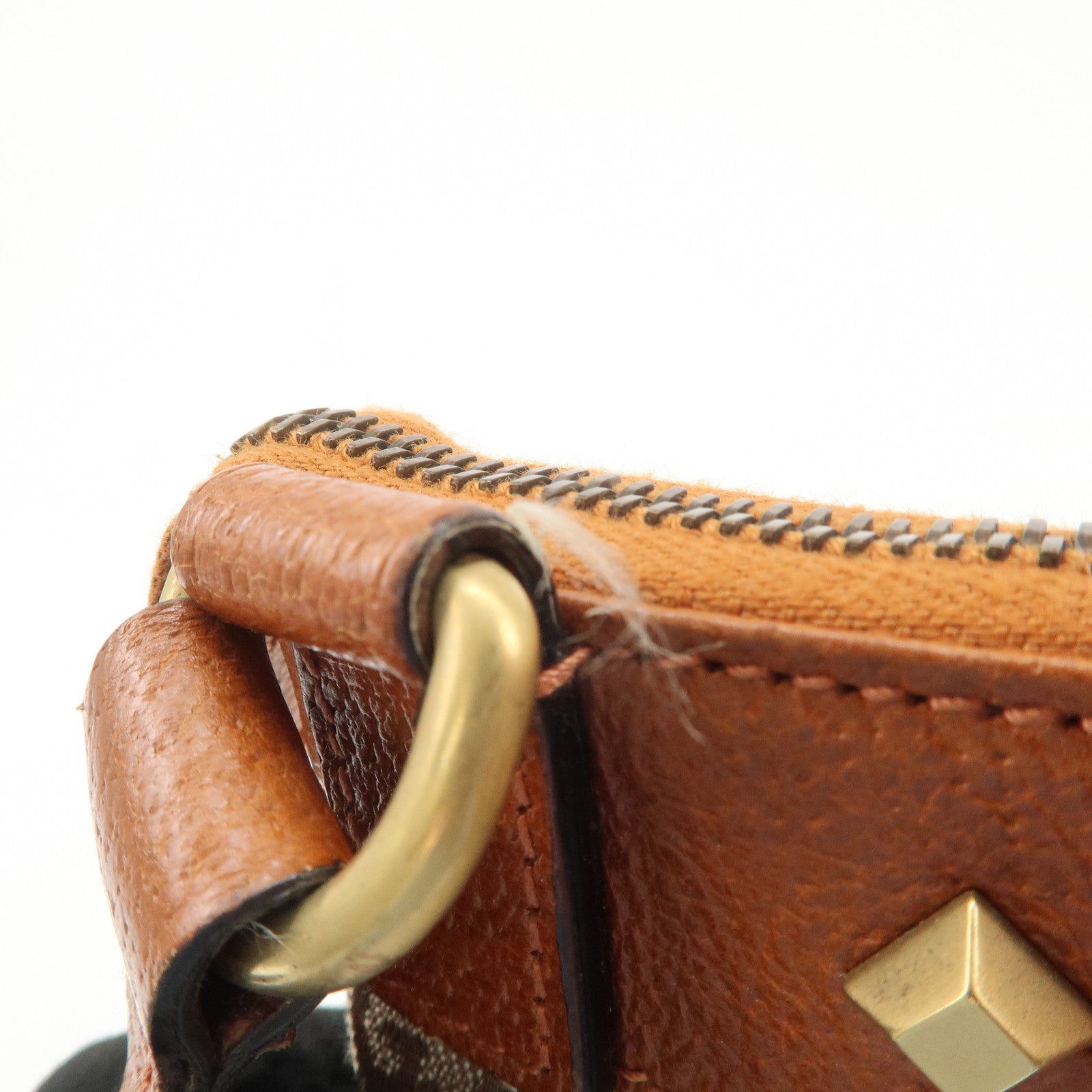 GUCCI GG Canvas Leather Shoulder Bag Brown 120893 Used