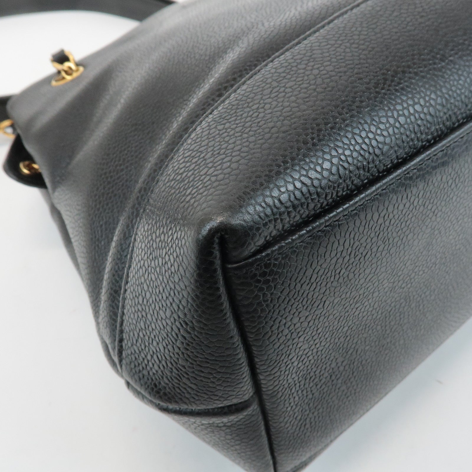 CHANEL COCO Mark Caviar Skin Chain Shoulder Bag Black Used