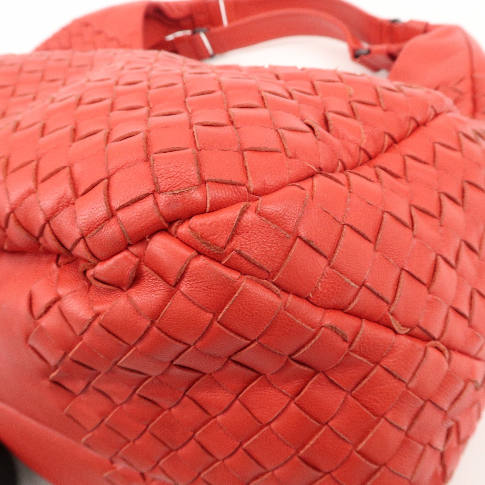 BOTTEGA VENETA Intrecciato Leather Campana Toto Bag Shoulder Bag Red Used