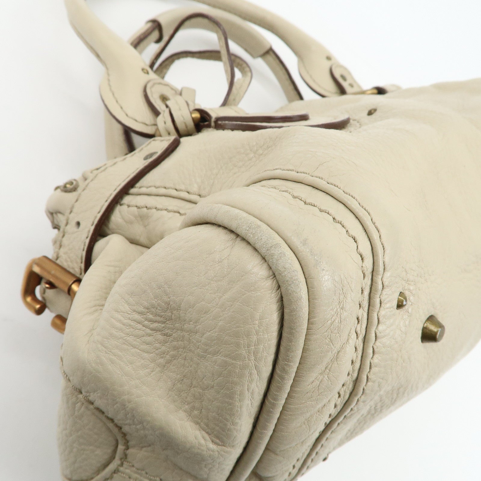 Chloe Paddington Leather Shoulder Bag Hand Bag Ivory Used