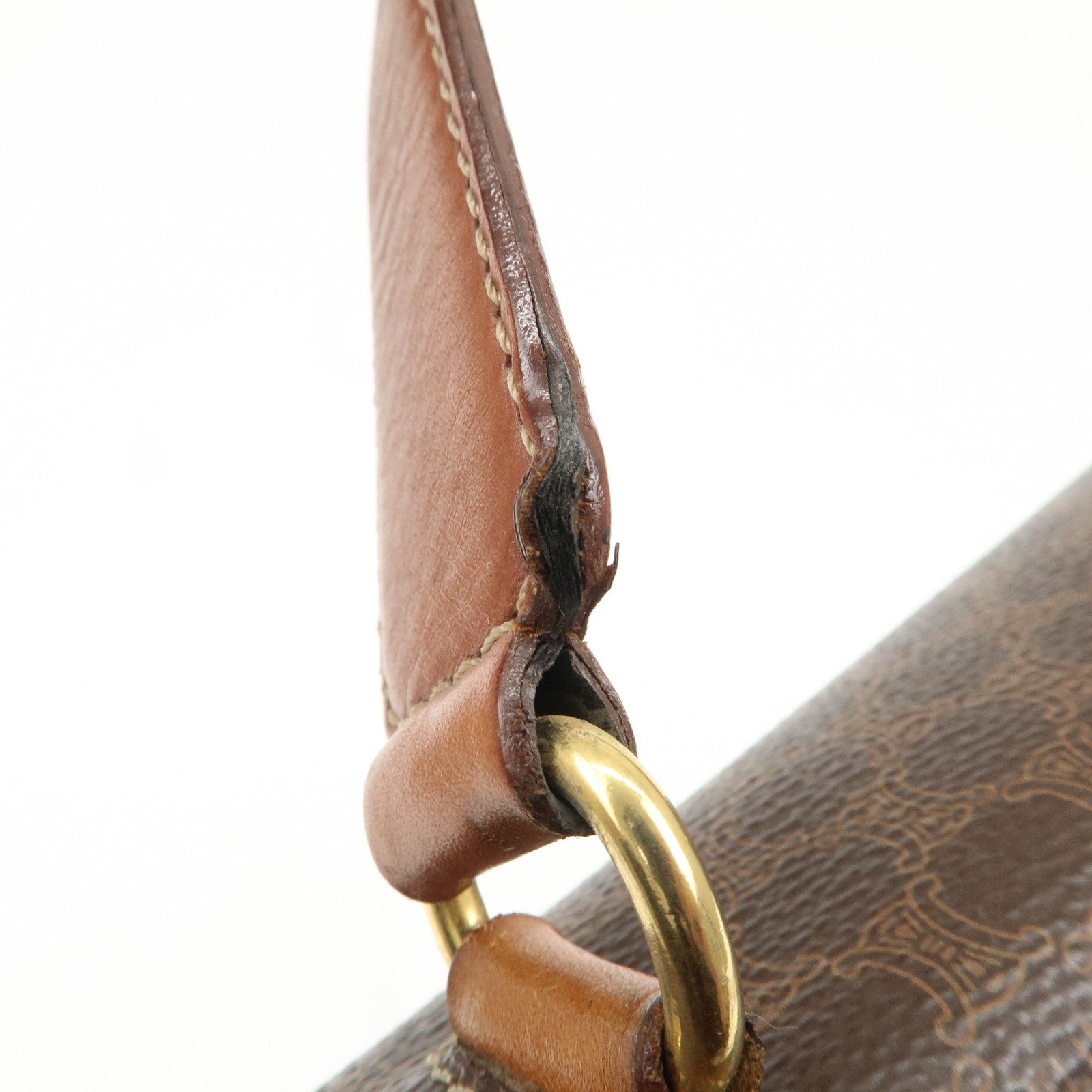 CELINE Macadam PVC Leather Hand Bag Brown Used