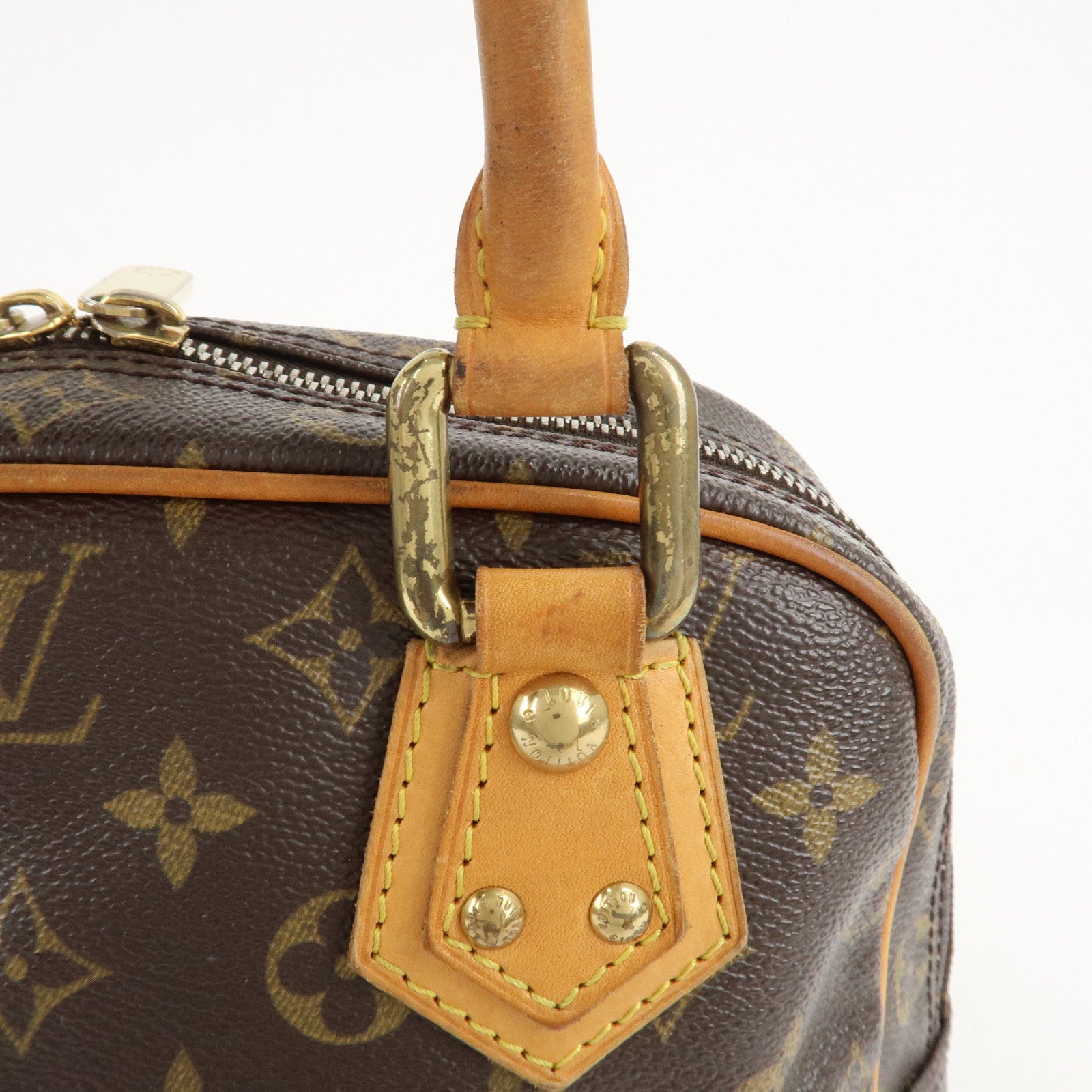 Louis Vuitton Monogram Manhattan PM Hand Bag Brown M40026 Used