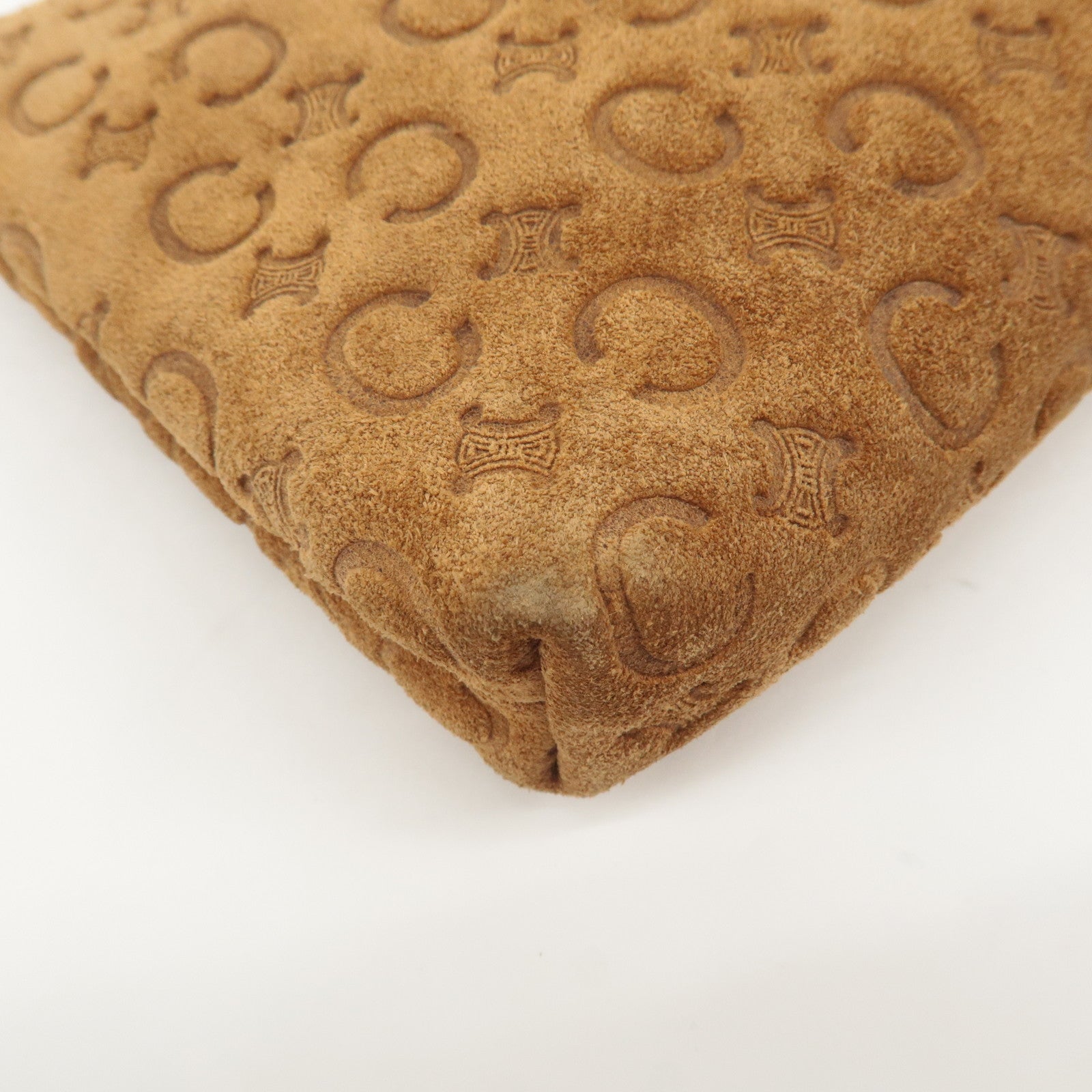 CELINE C Macadam Suede Pouch Cosmetic Pouch Brown Used