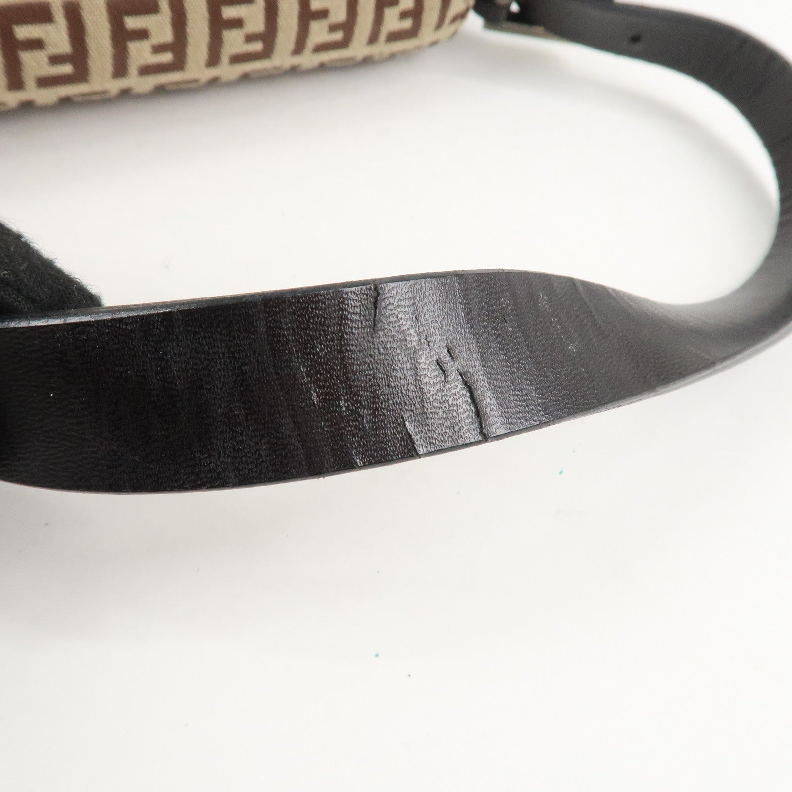 FENDI Zucchino Canvas Leather Mamma Bucket Shoulder Bag 8BR001 Used