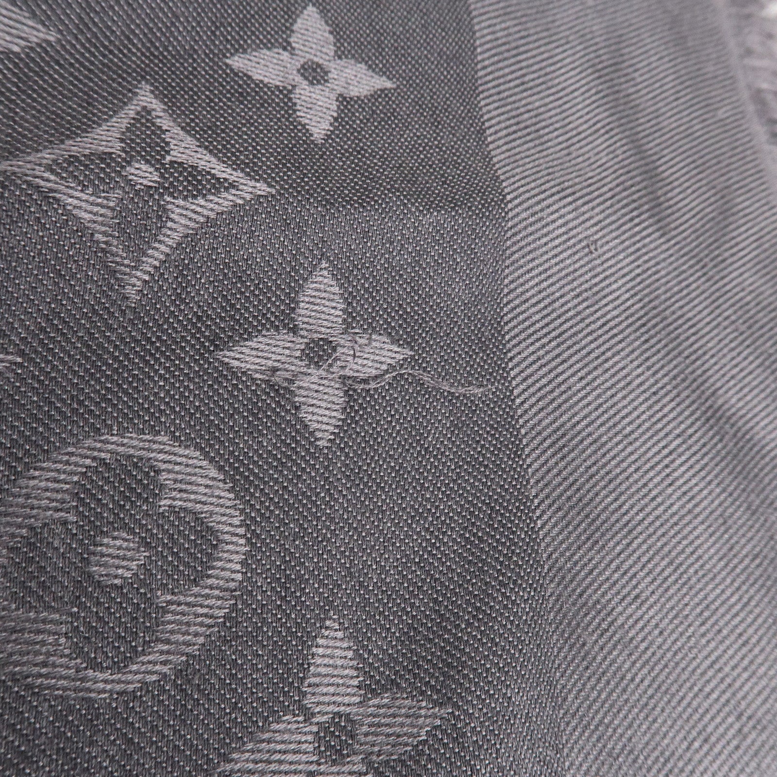 Louis Vuitton Monogram Silk Wool Stole Shawl Gray 402336 Used