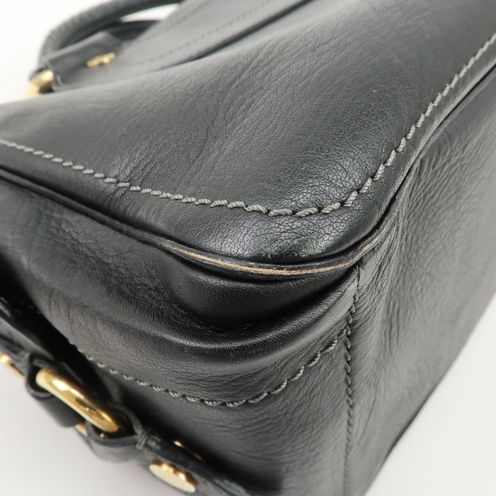 CELINE Leather Boogie Bag Hand Bag Black Used