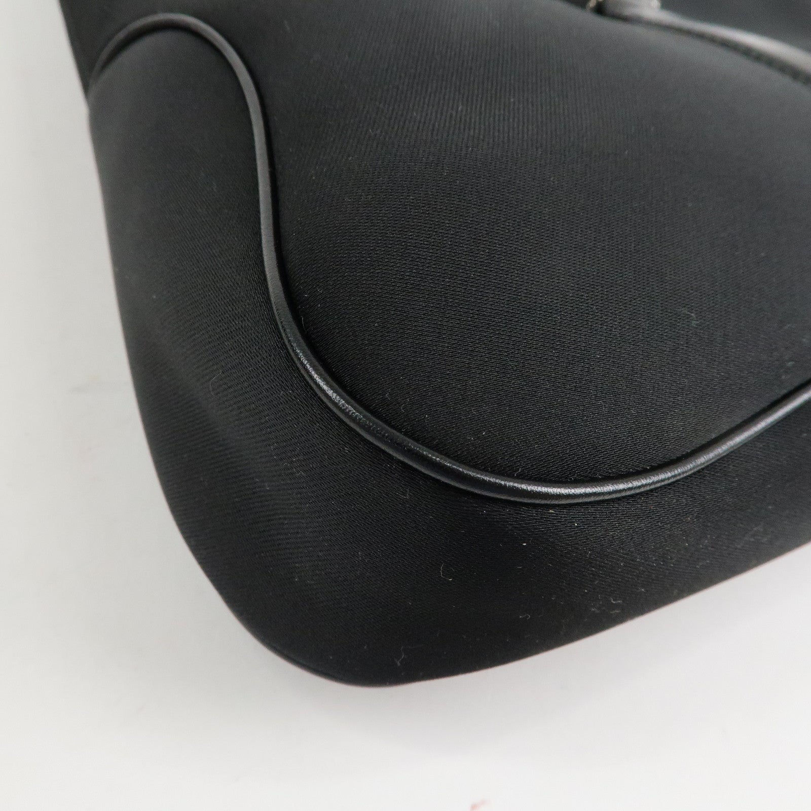 Ferragamo Nylon Leather Shoulder Bag Hand Bag Silver HDW Black Used