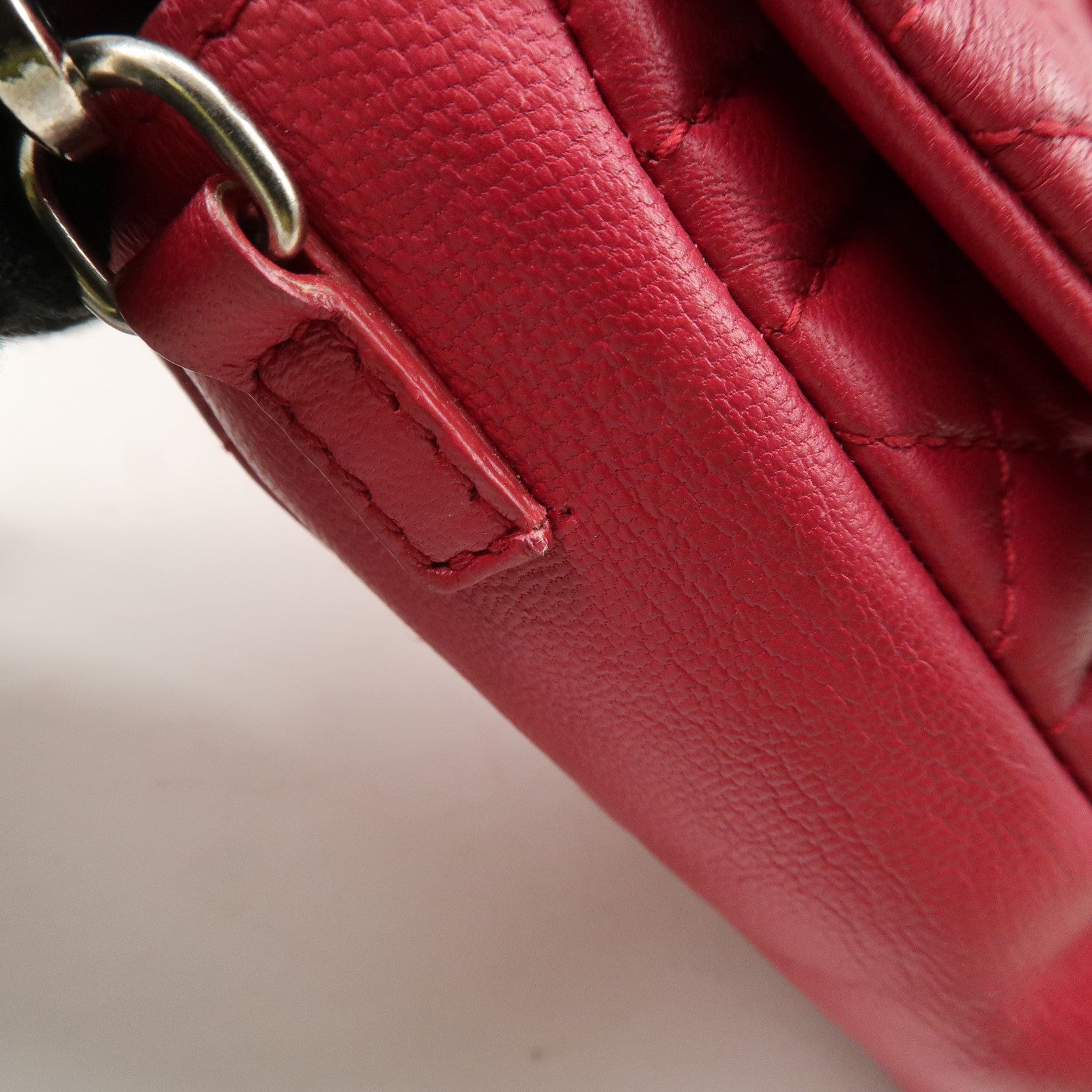 Christian Dior Cannage Leather Chain Shoulder Bag Red Used