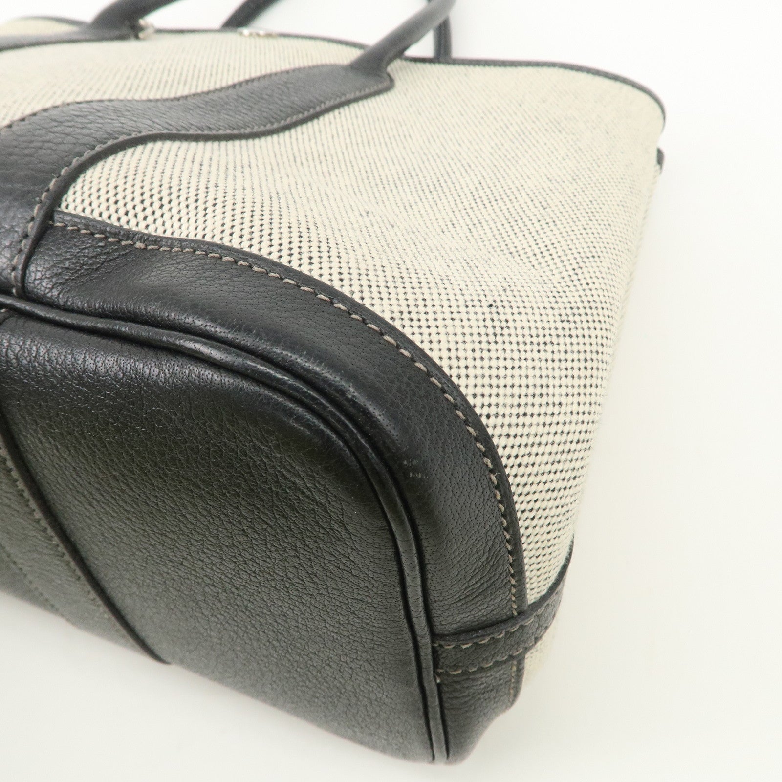 HERMES Toile Ash Buffle Garden Party TPM Stamped Tote Bag Natural Used