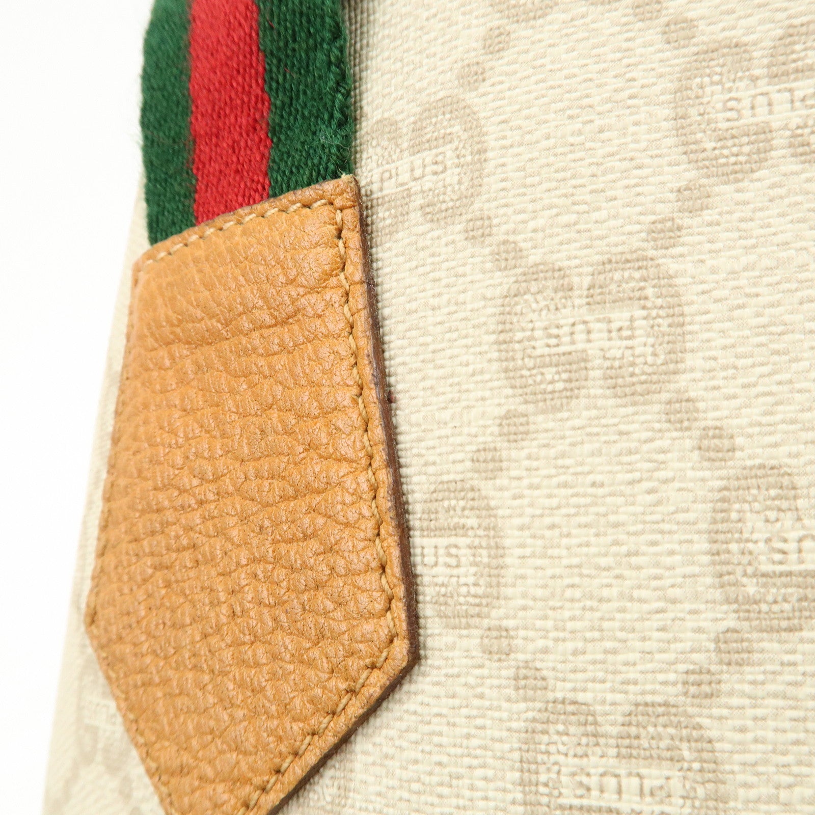 GUCCI Sherry GG Plus Leather Tote Bag Beige Brown 39.02.003 Used