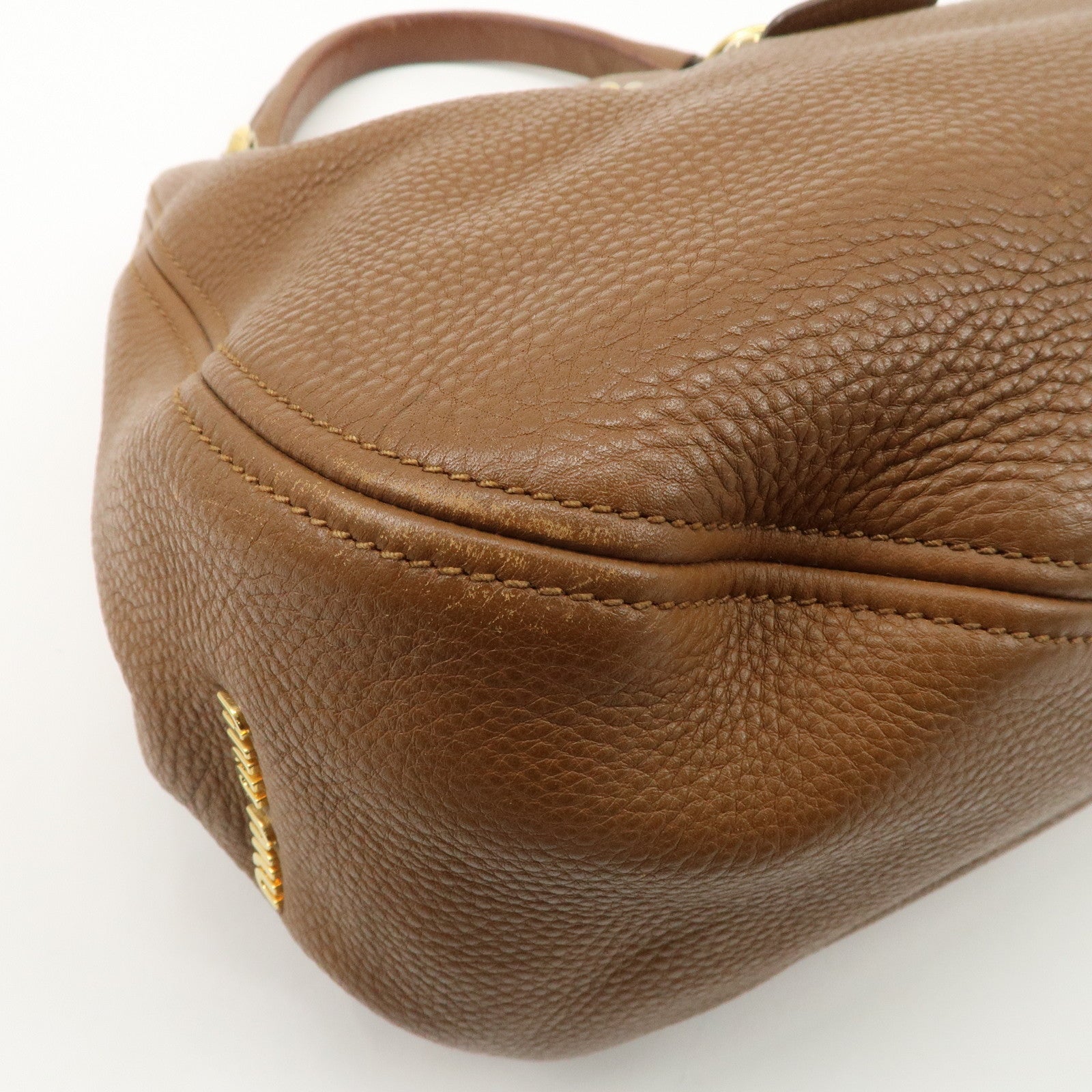 MIU MIU Leather 2WAY Bag Shoulder Bag Brown Used