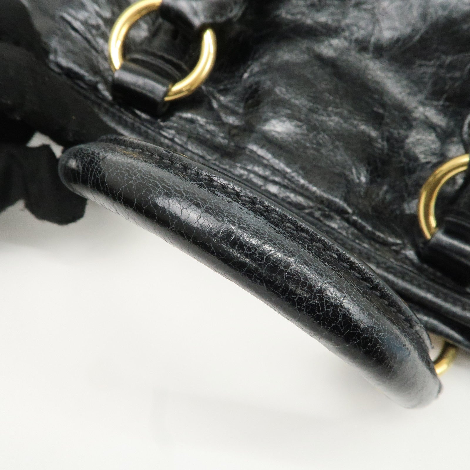 MIU MIU Leather 2Way Bag Hand Bag Shoulder Bag Black RN0685 Used