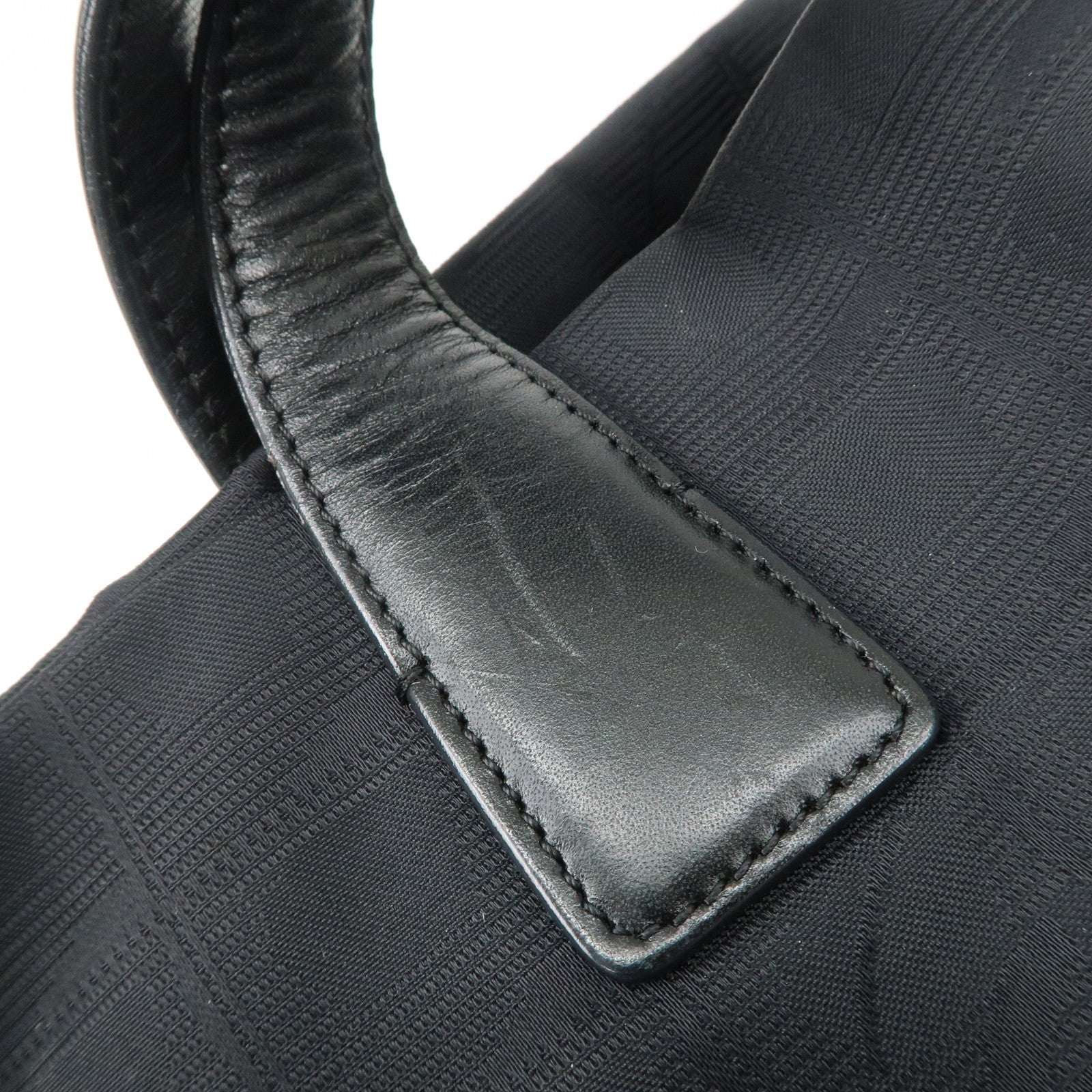 CHANEL Travel Line Nylon Jacquard Leather Tote Bag MM Black A15991 Used