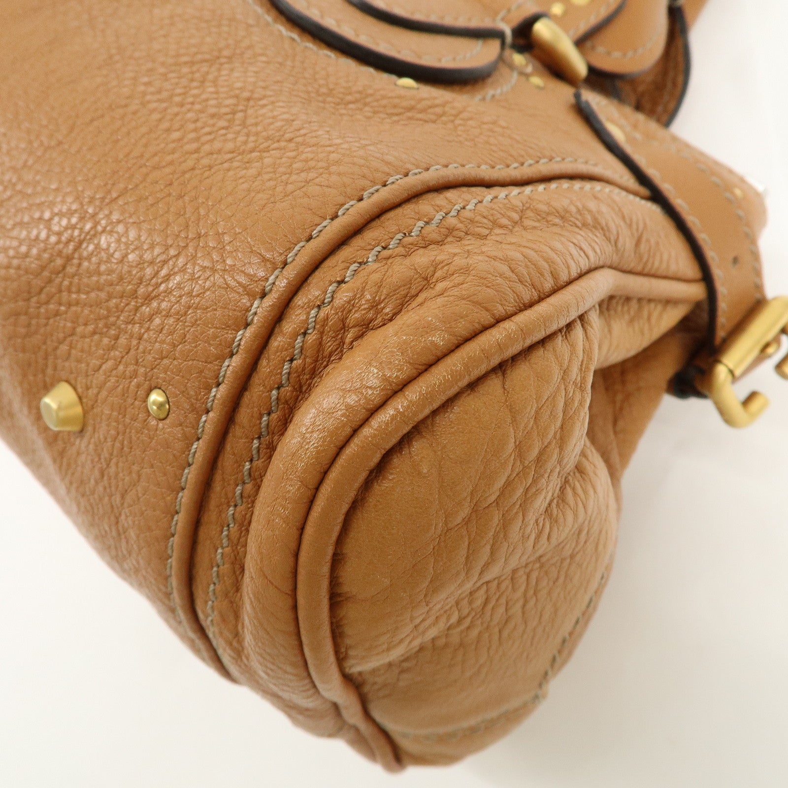 Chloe Paddington Leather Medium Hand Bag Shoulder Bag Brown Used