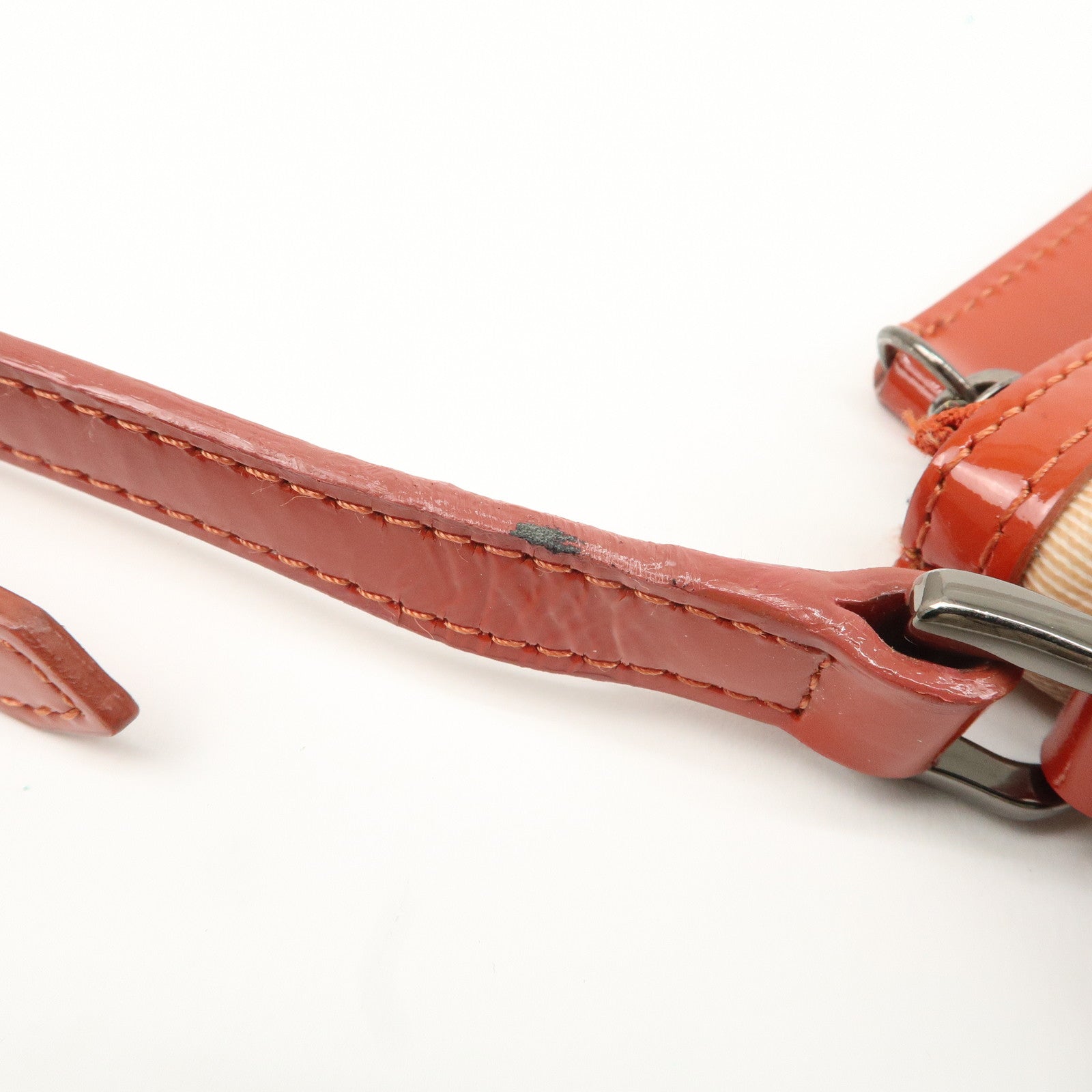 BURBERRY PVC Leather Shoulder Bag Crossbody Bag Beige Orange Used