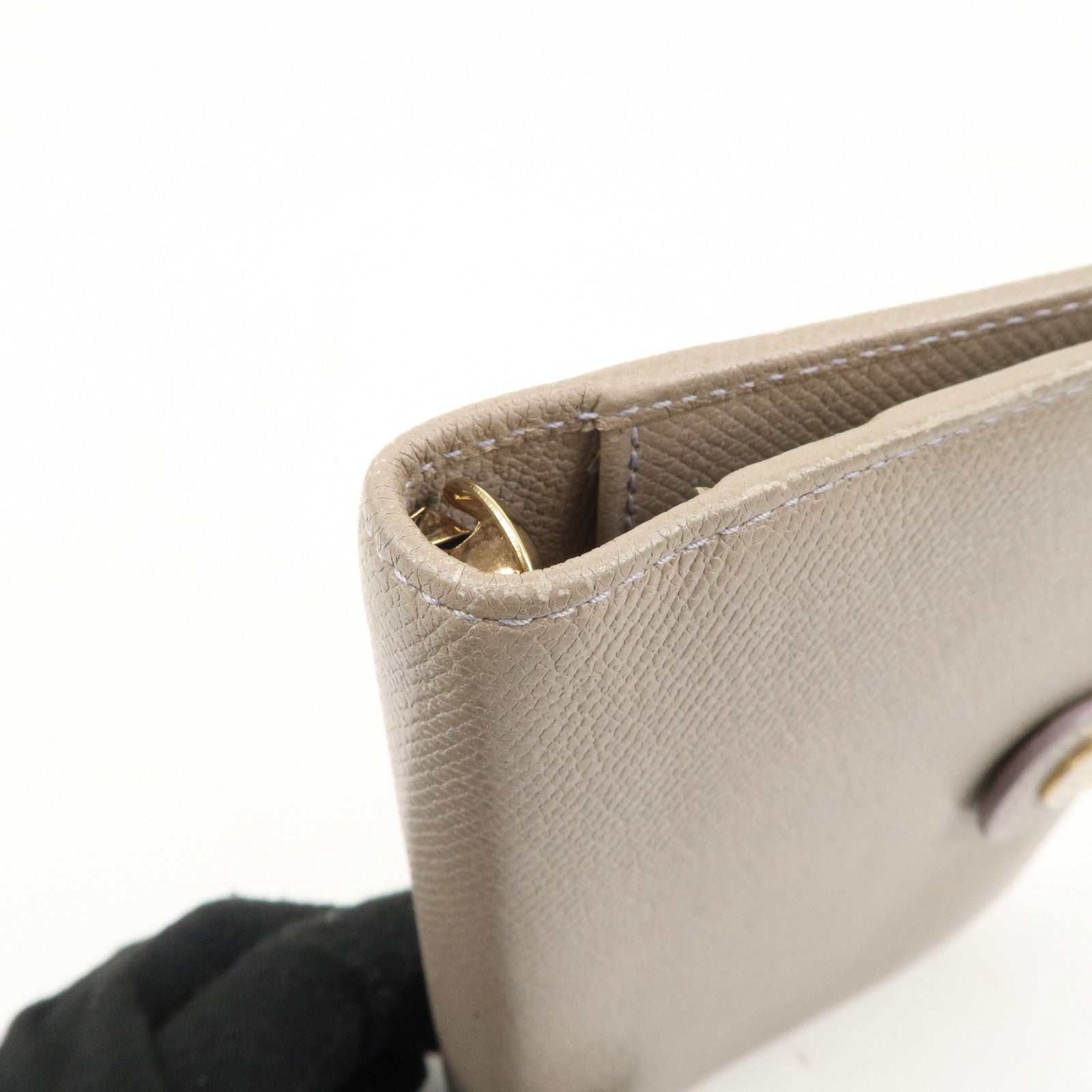 CHANEL COCO Button Leather Agenda Cover Gray Used