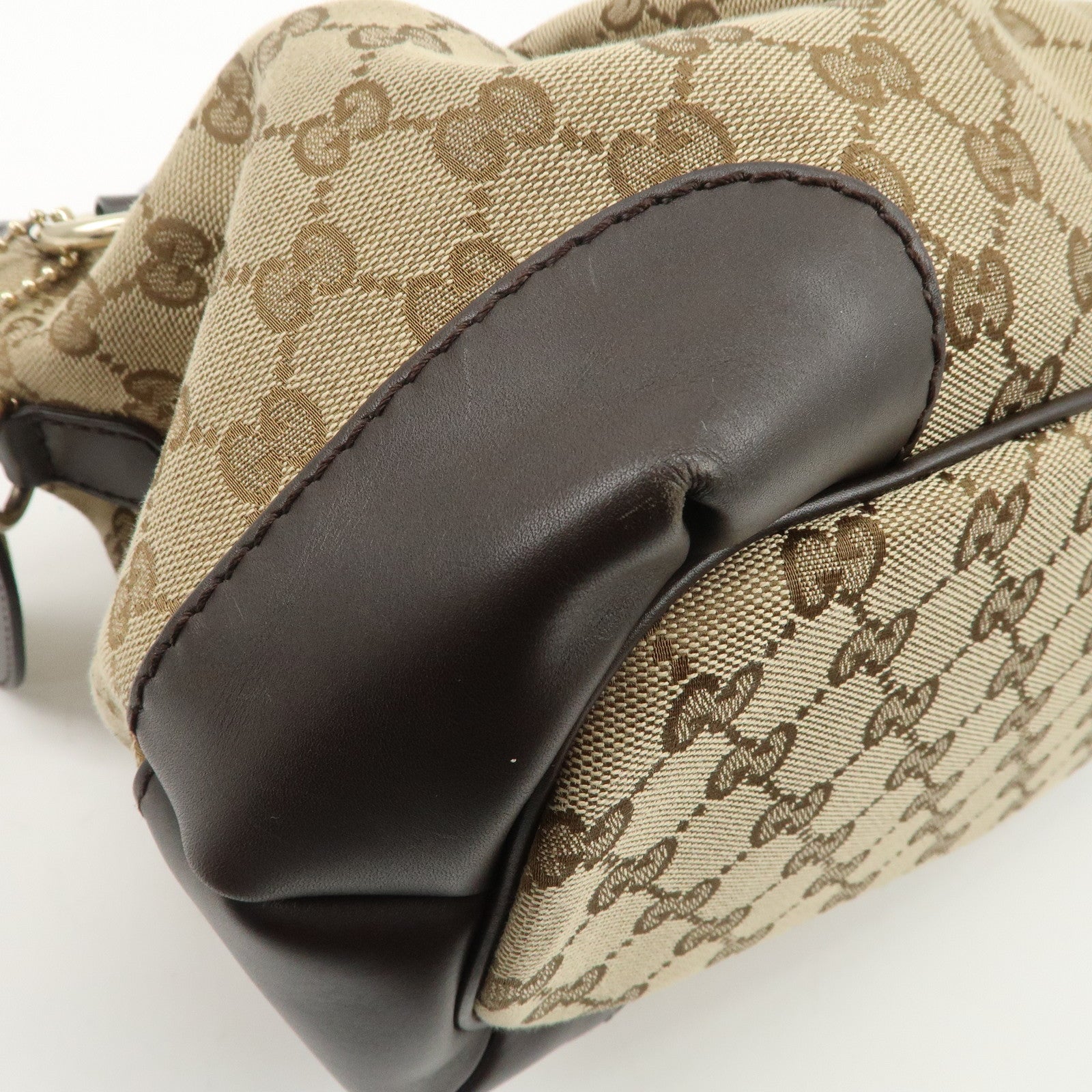 GUCCI Sukey GG Canvas Leather 2WAY Bag Beige Dark Brown 247902 Used