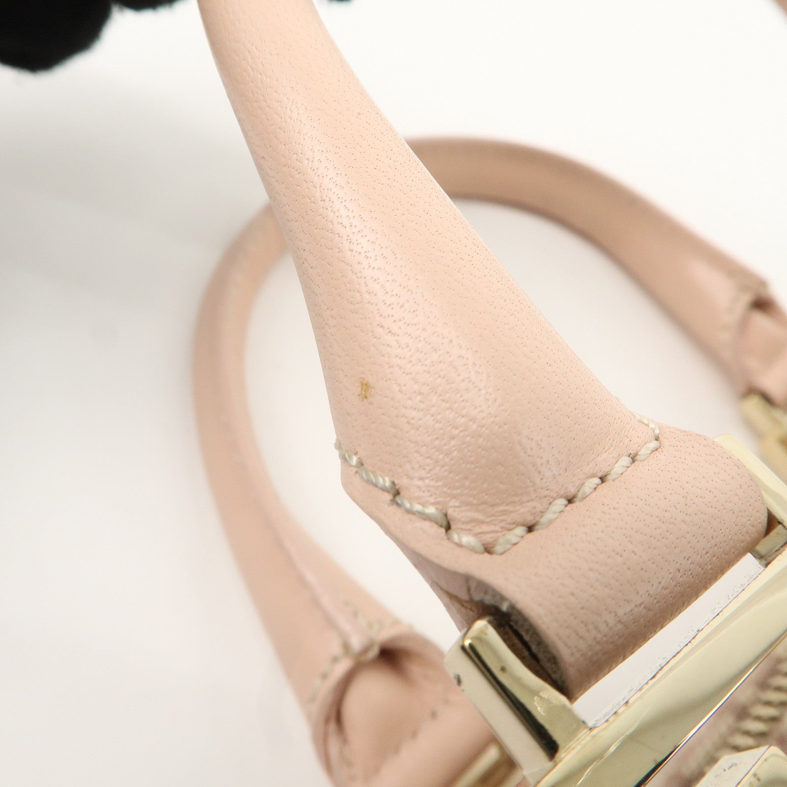 FENDI Zucchino Canvas Leather Mini Boston Bag Pink 8BL071 Used